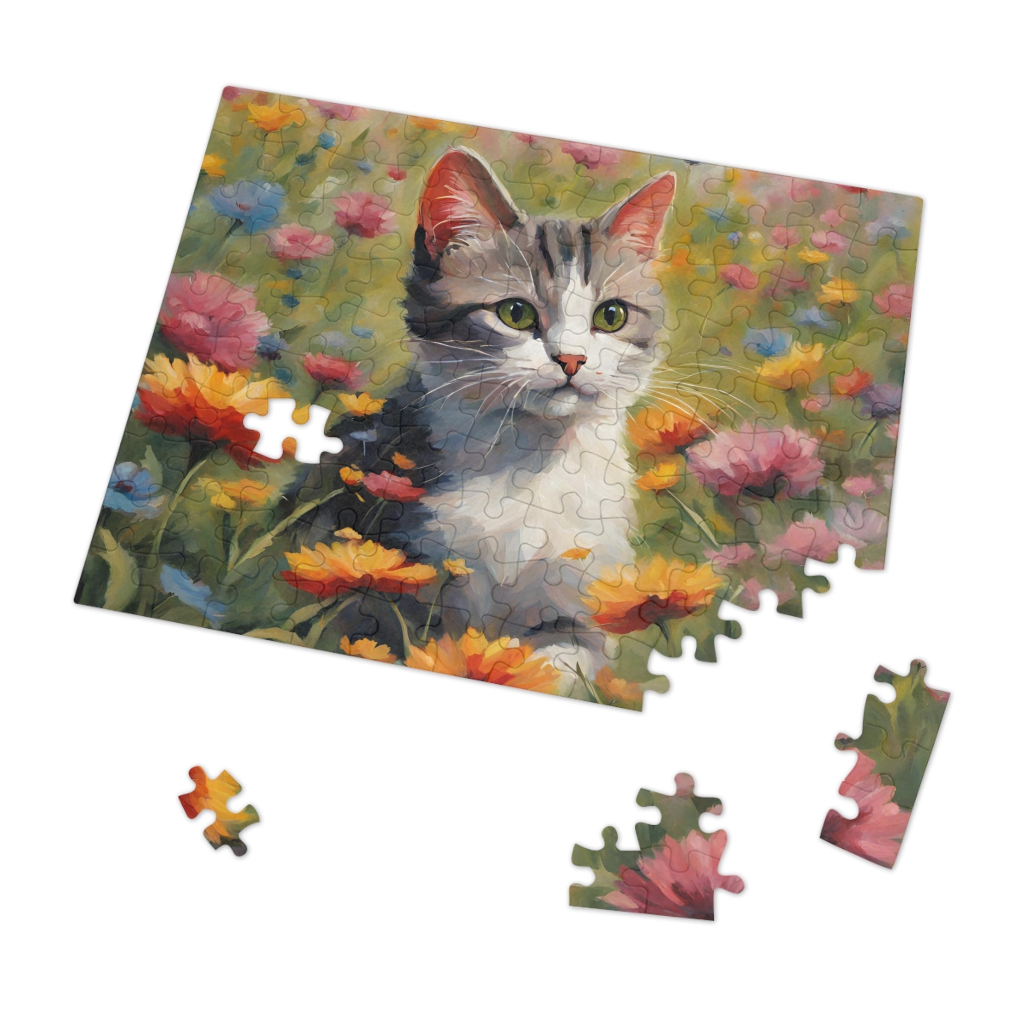 Flower Kitty Jigsaw Puzzle (30, 110, 252, 500,1000-Piece) - EpiAl's Shop