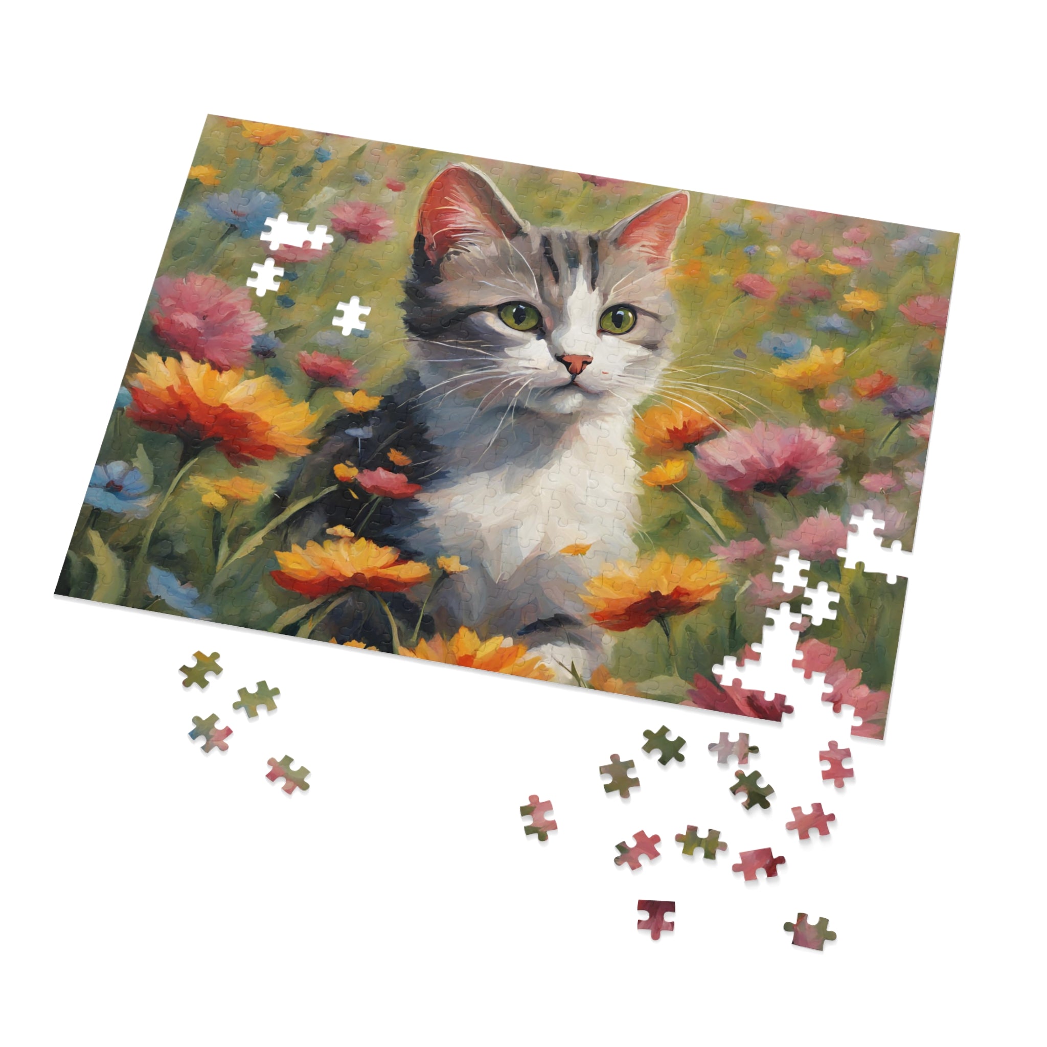 Flower Kitty Jigsaw Puzzle (30, 110, 252, 500,1000-Piece) - EpiAl's Shop