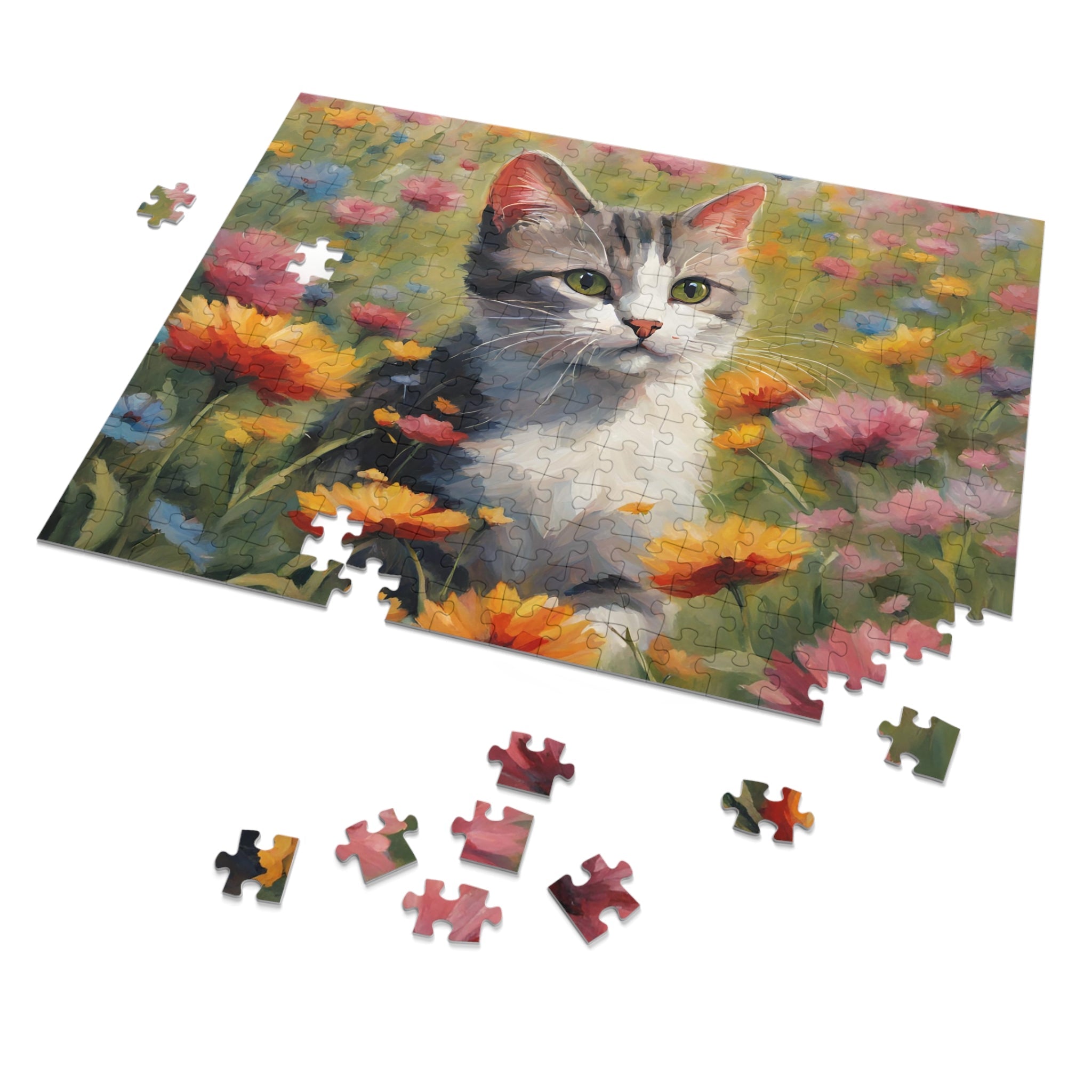 Flower Kitty Jigsaw Puzzle (30, 110, 252, 500,1000-Piece) - EpiAl's Shop