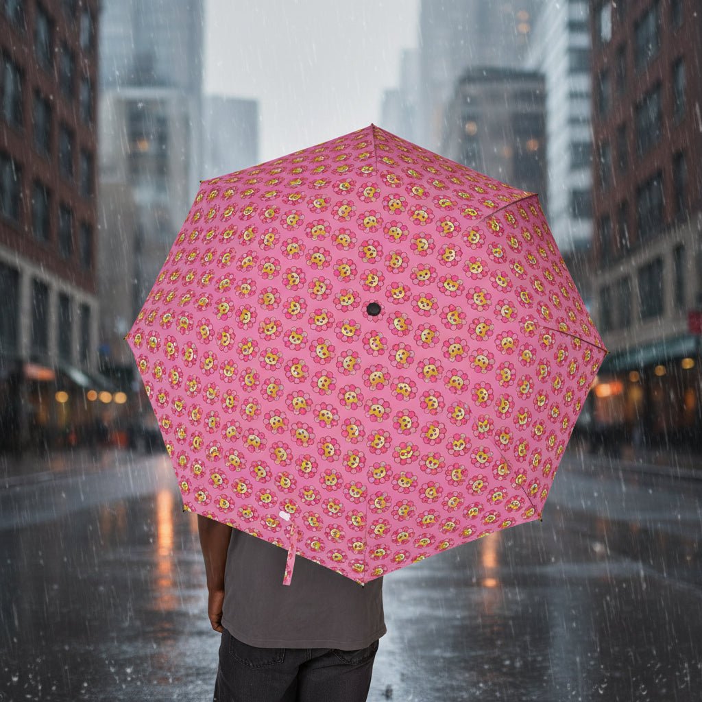 Flower Power, Cat Energy – Compact Umbrella (Semi-Automatic) - Rain Gear, Umbrellas - EpiAl's Shop