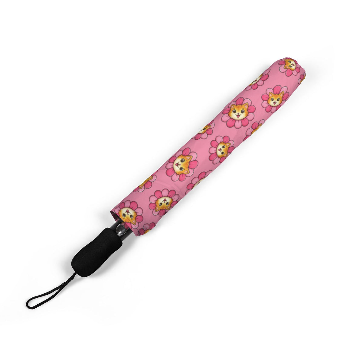 Flower Power, Cat Energy – Compact Umbrella (Semi-Automatic) - Rain Gear, Umbrellas - EpiAl's Shop