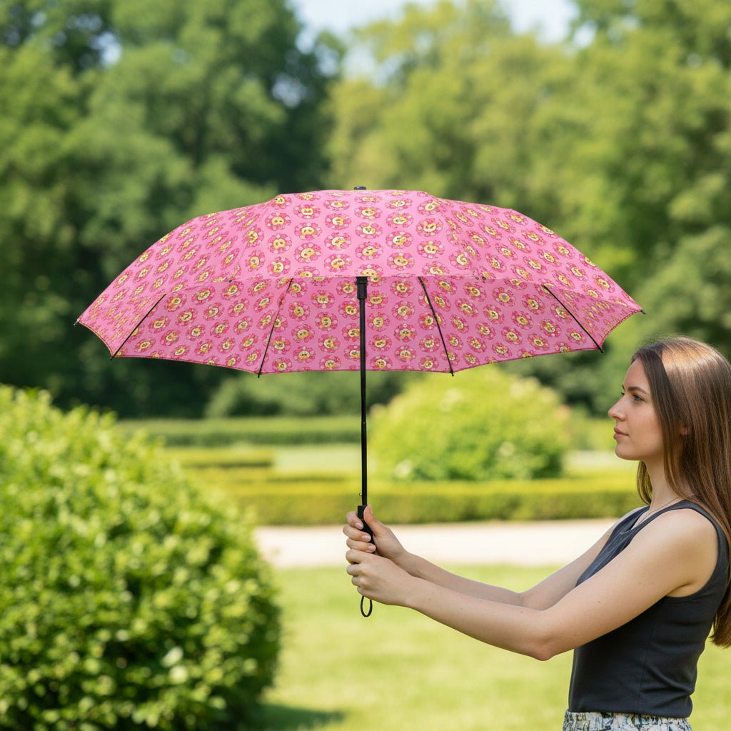 Flower Power, Cat Energy – Compact Umbrella (Semi-Automatic) - Rain Gear, Umbrellas - EpiAl's Shop