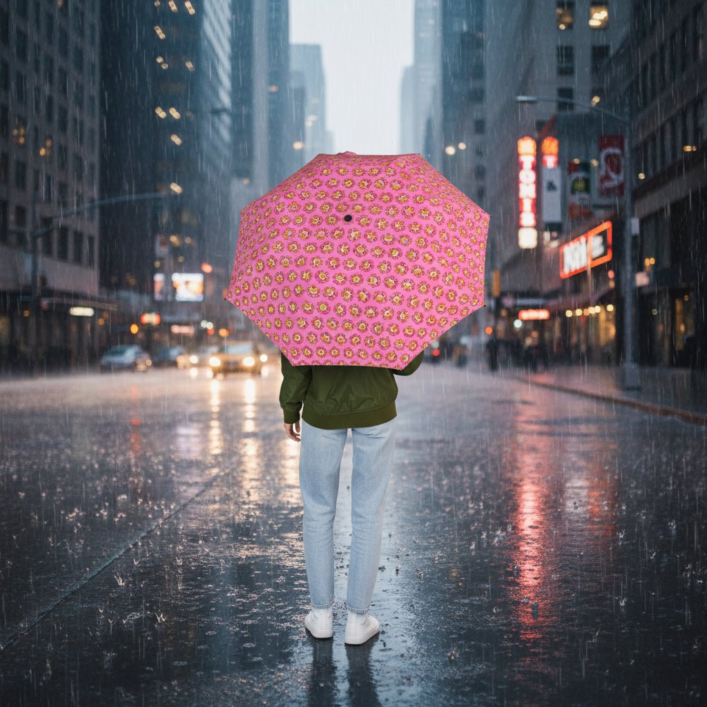 Flower Power, Cat Energy – Compact Umbrella (Semi-Automatic) - Rain Gear, Umbrellas - EpiAl's Shop