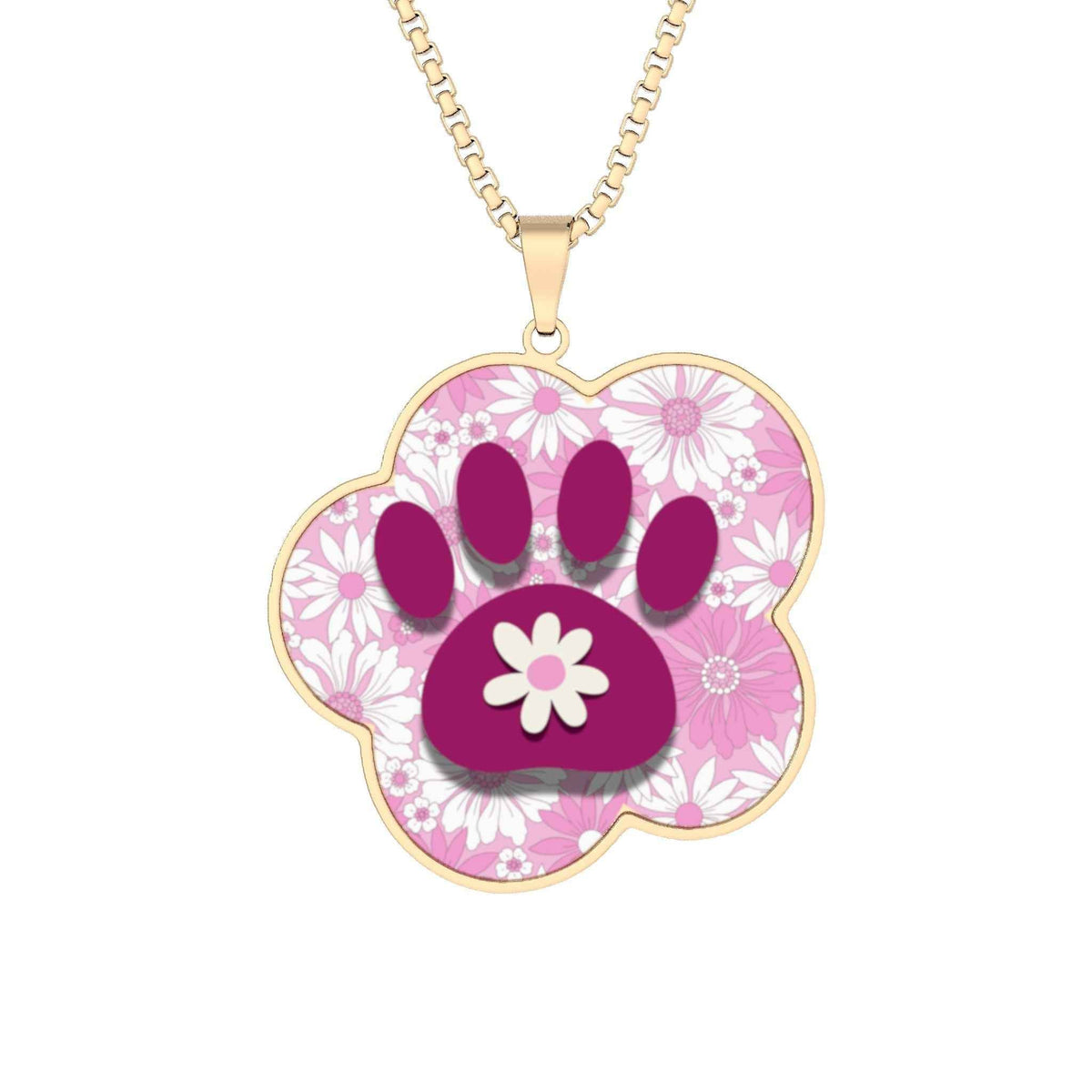 Flower Power Paw Necklace | Retro Cat Lover Pendant - Jewelry, Necklaces - EpiAl's Shop