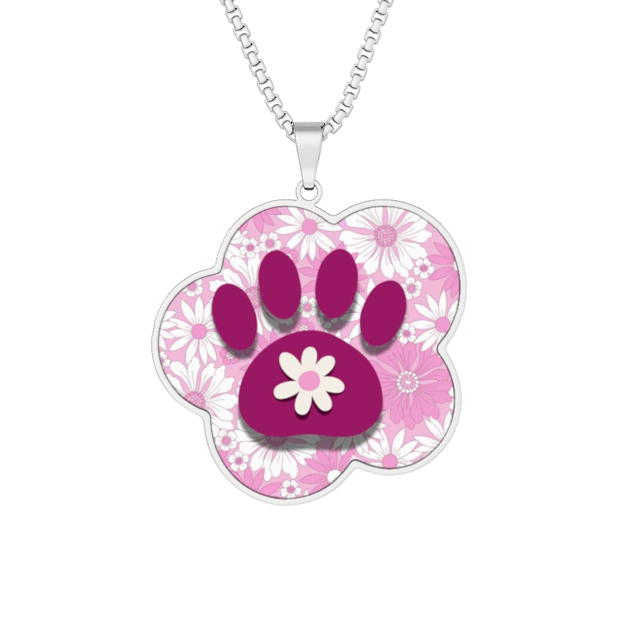 Flower Power Paw Necklace | Retro Cat Lover Pendant - Jewelry, Necklaces - EpiAl's Shop