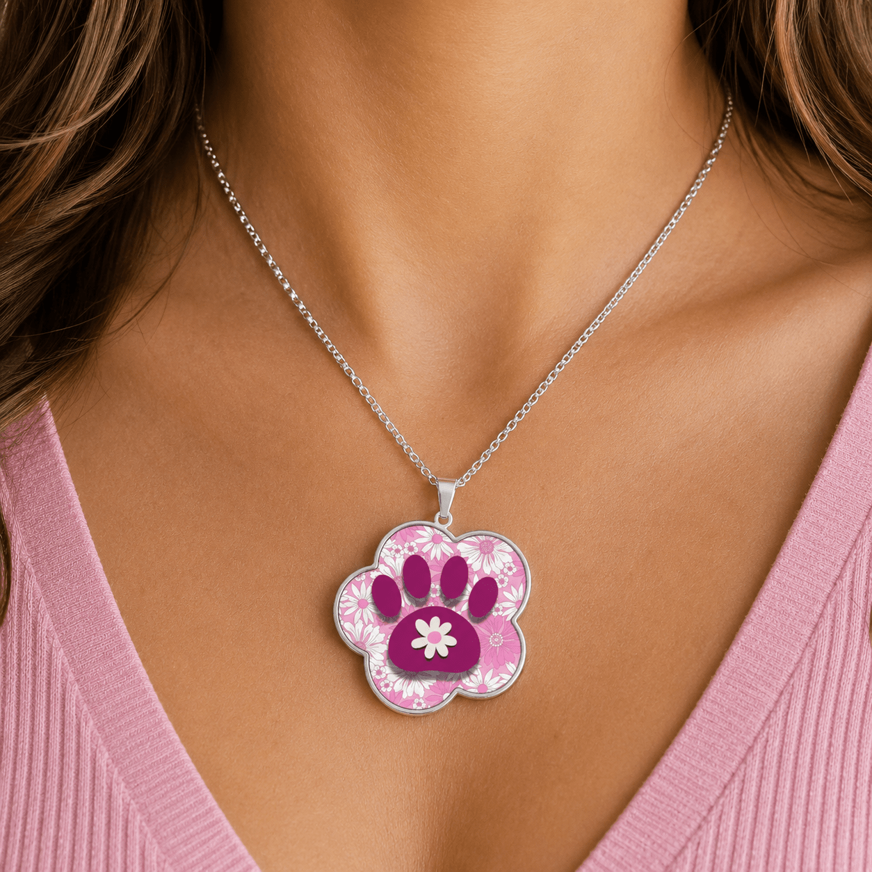 Flower Power Paw Necklace | Retro Cat Lover Pendant - Jewelry, Necklaces - EpiAl's Shop