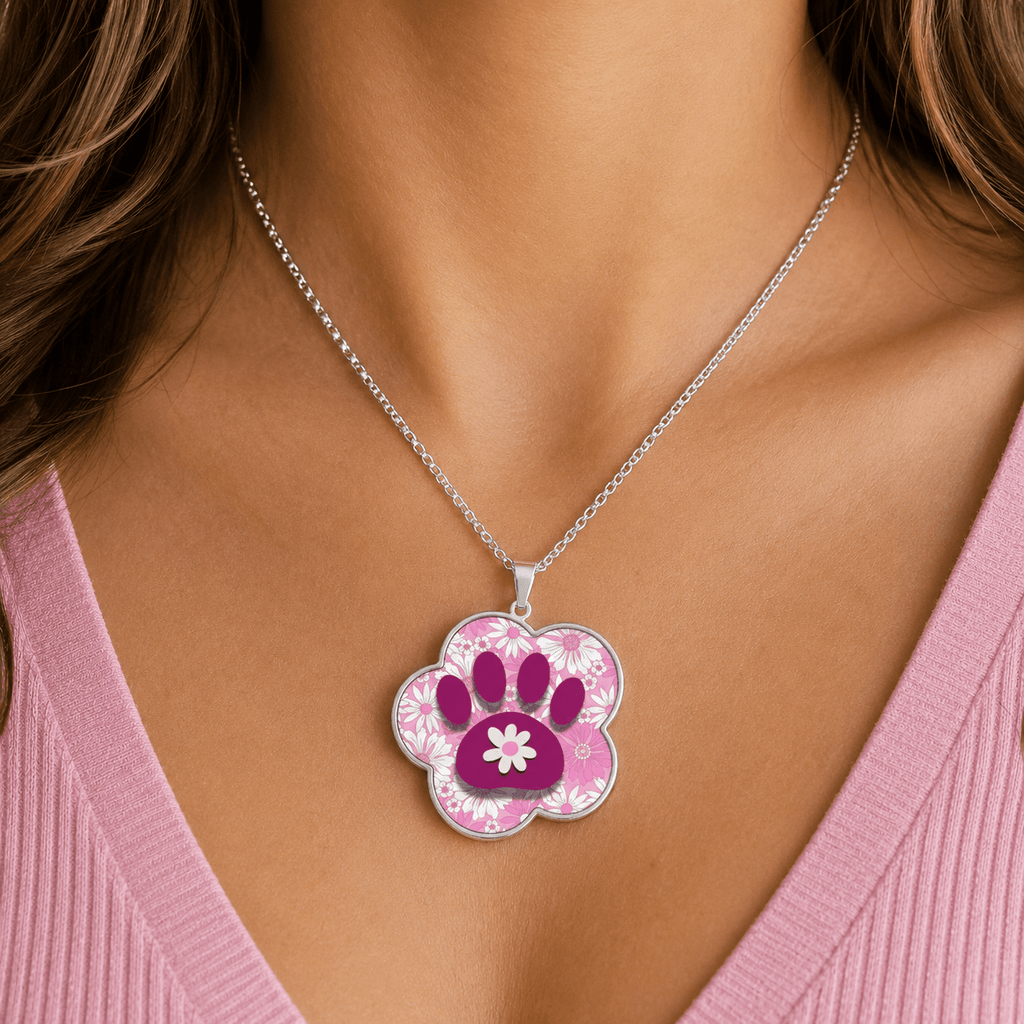 Flower Power Paw Necklace | Retro Cat Lover Pendant - Jewelry, Necklaces - EpiAl's Shop