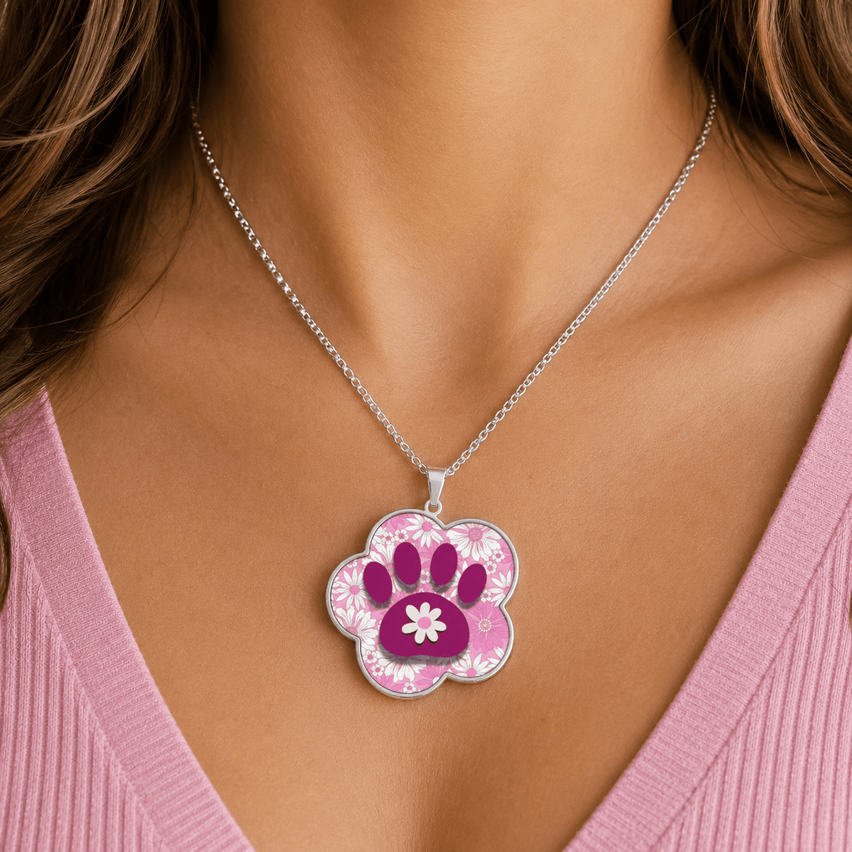 Flower Power Paw Necklace | Retro Cat Lover Pendant - Jewelry, Necklaces - EpiAl's Shop