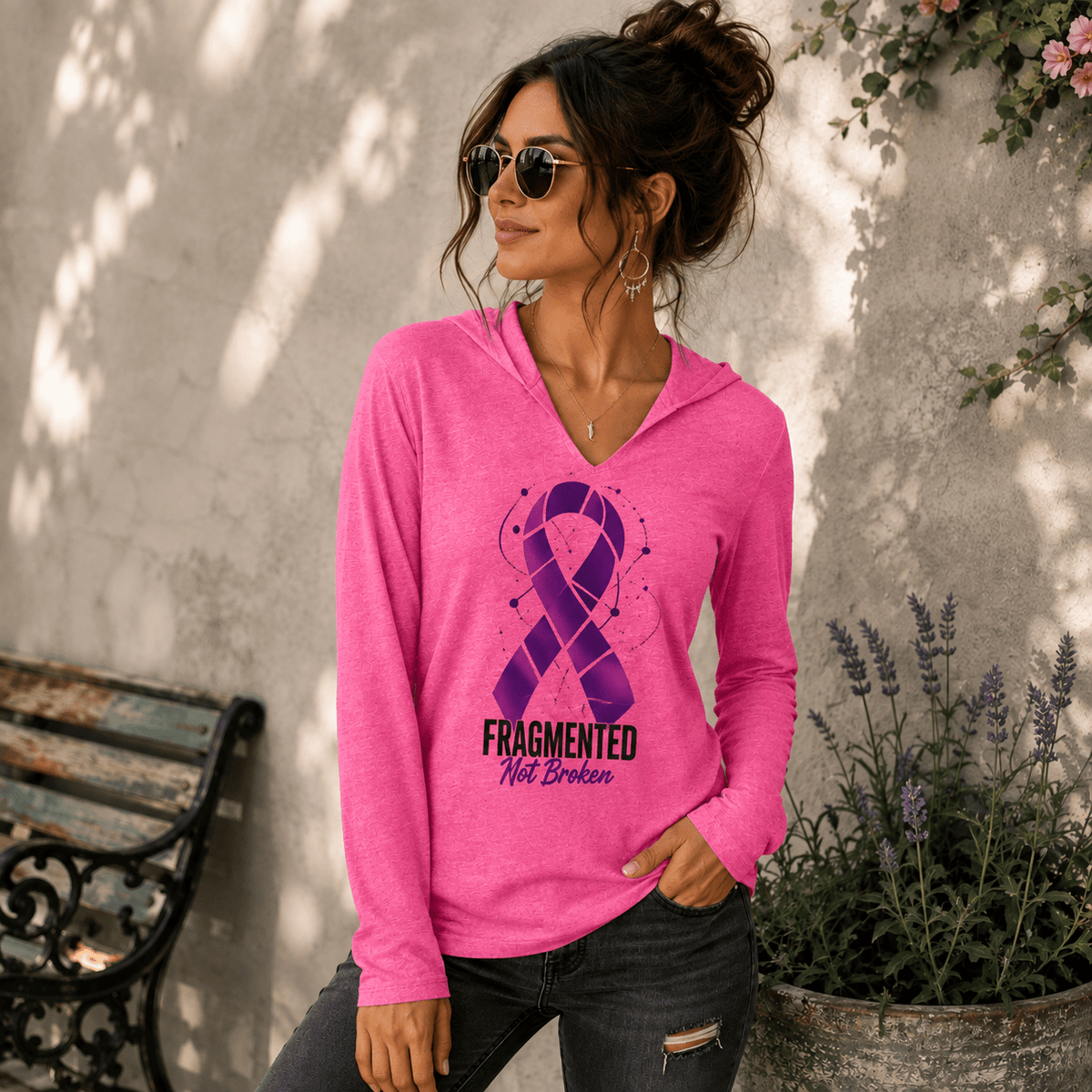 Fragmented Not Broken Epilepsy Awareness Hooded Long Sleeve Tee - Clothing, Unisex, Hoodies - EpiAl's Shop