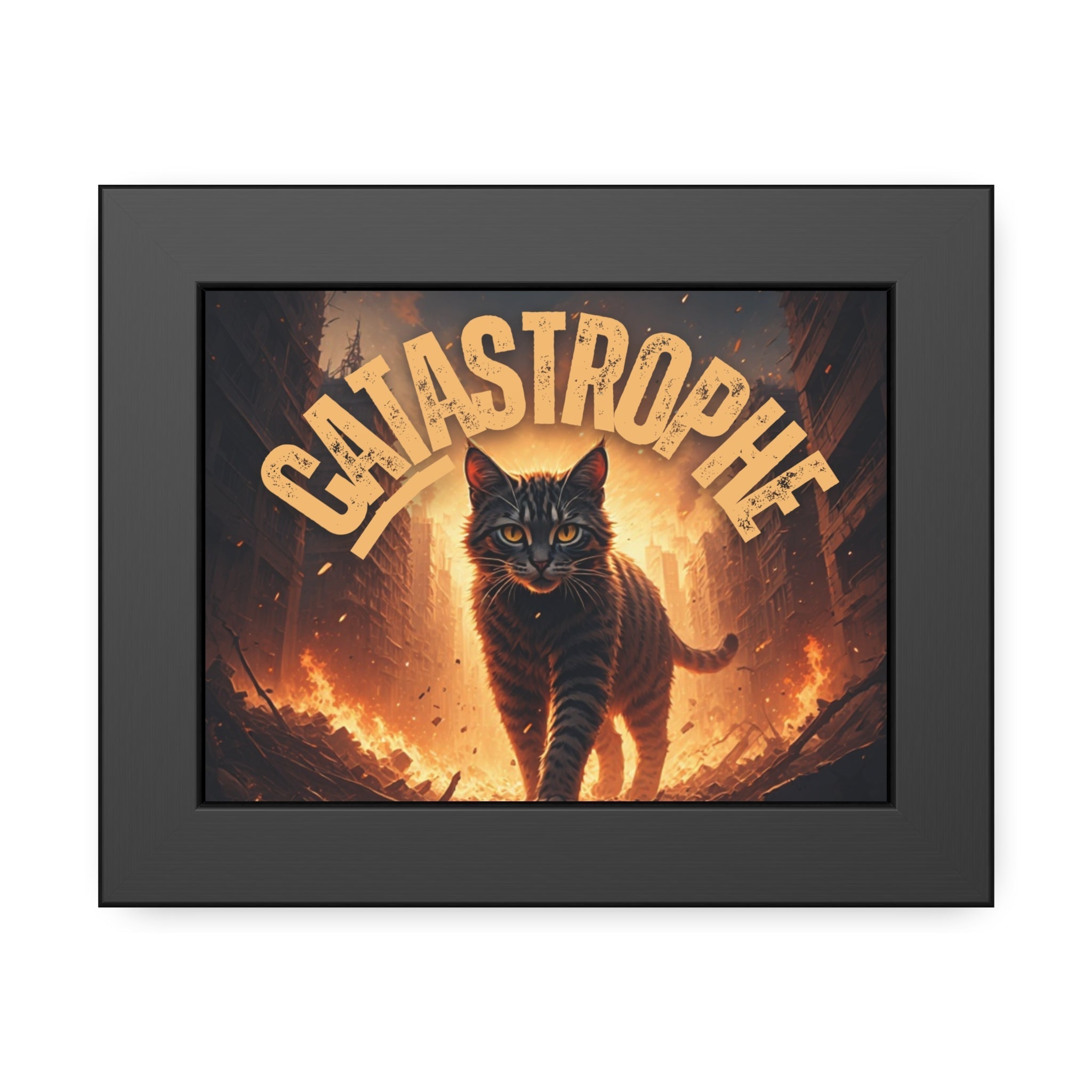 Framed Catastrophe Cat Poster Art, Quirky Cat Artwork - Decor, Home, Artwork - EpiAl's Shop