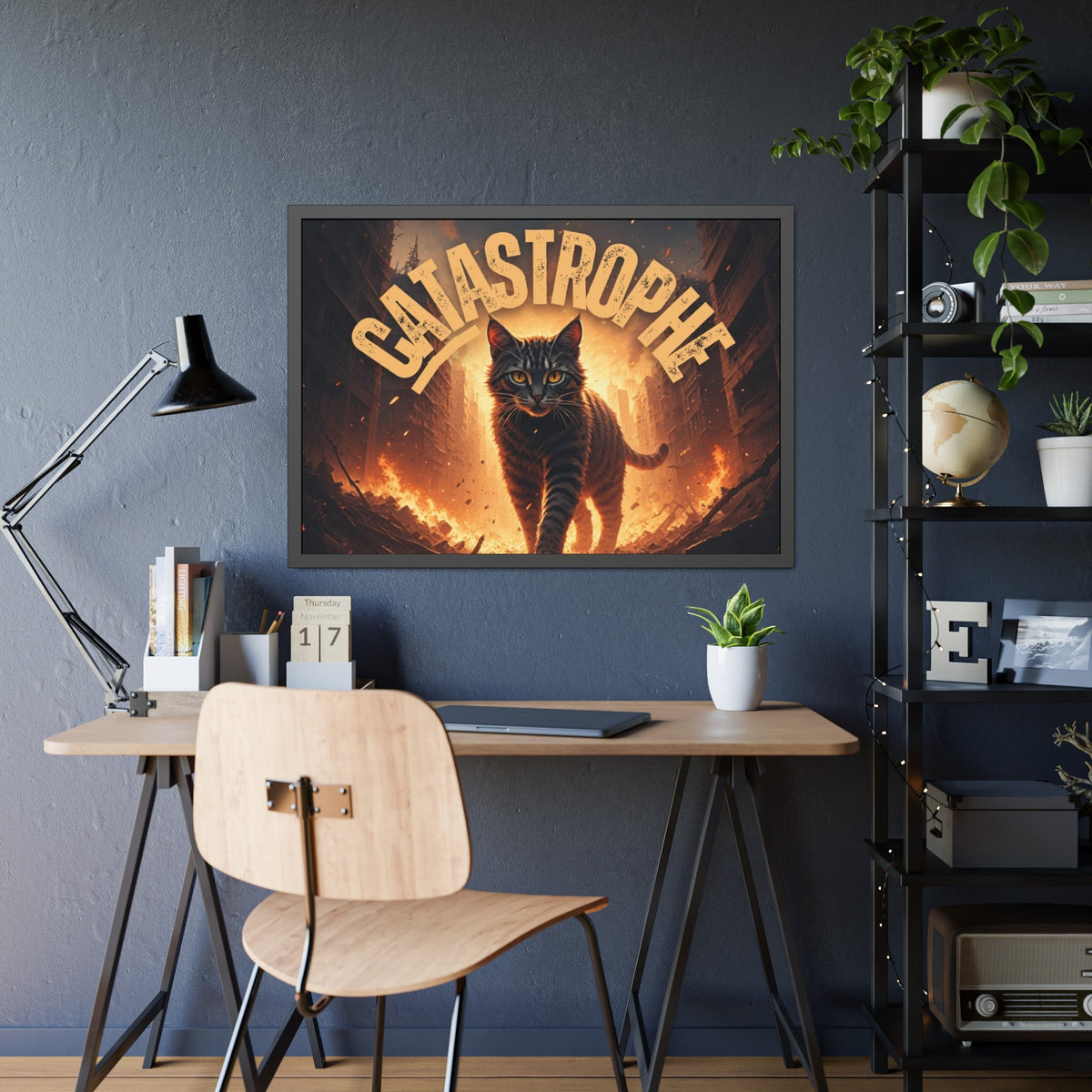 Framed Catastrophe Cat Poster Art, Quirky Cat Artwork - Decor, Home, Artwork - EpiAl's Shop