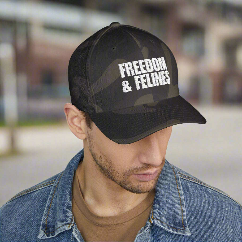 Freedom & Felines Camo Cap - Structured Embroidered Hat for Cat Lovers - Hats, Baseball & Trucker - EpiAl's Shop