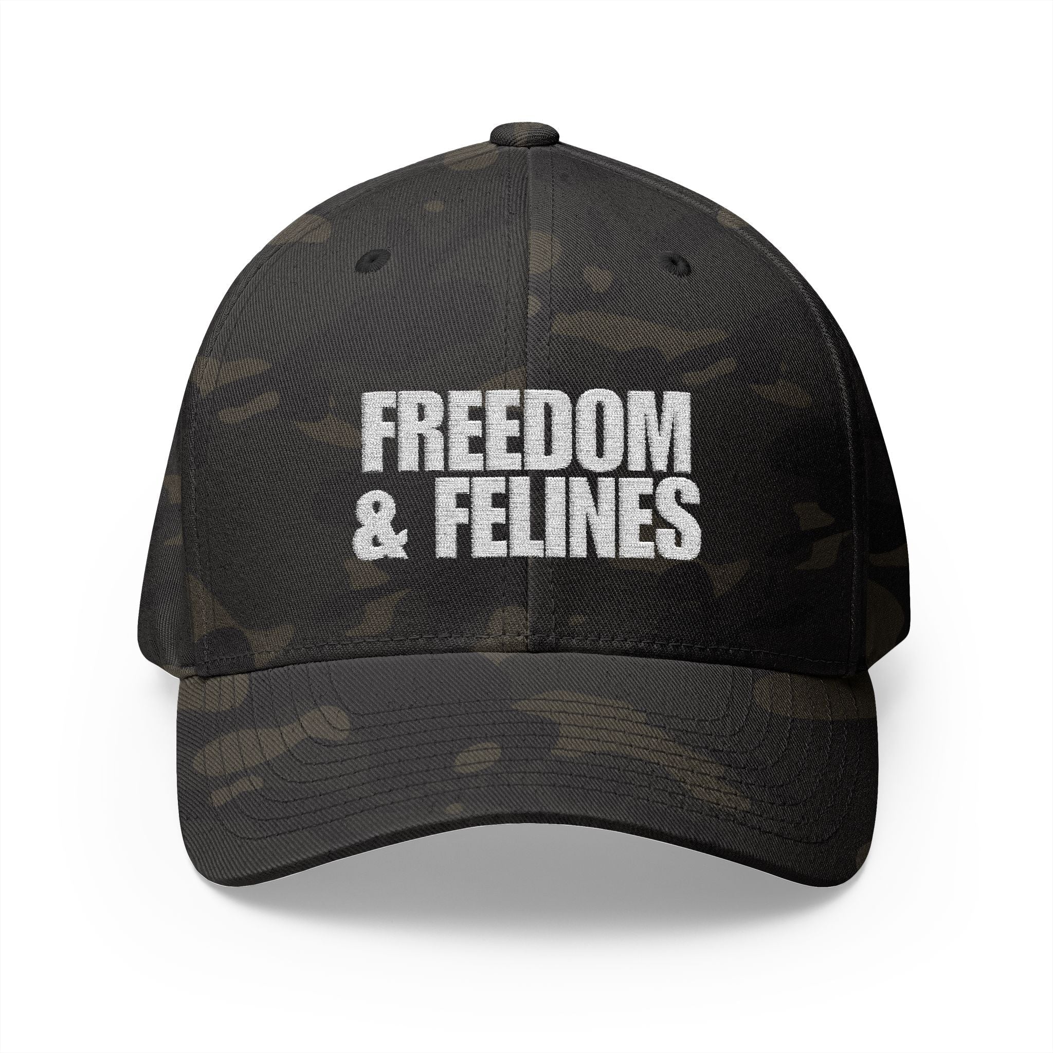 Freedom & Felines Camo Cap - Structured Embroidered Hat for Cat Lovers - Hats, Baseball & Trucker - EpiAl's Shop
