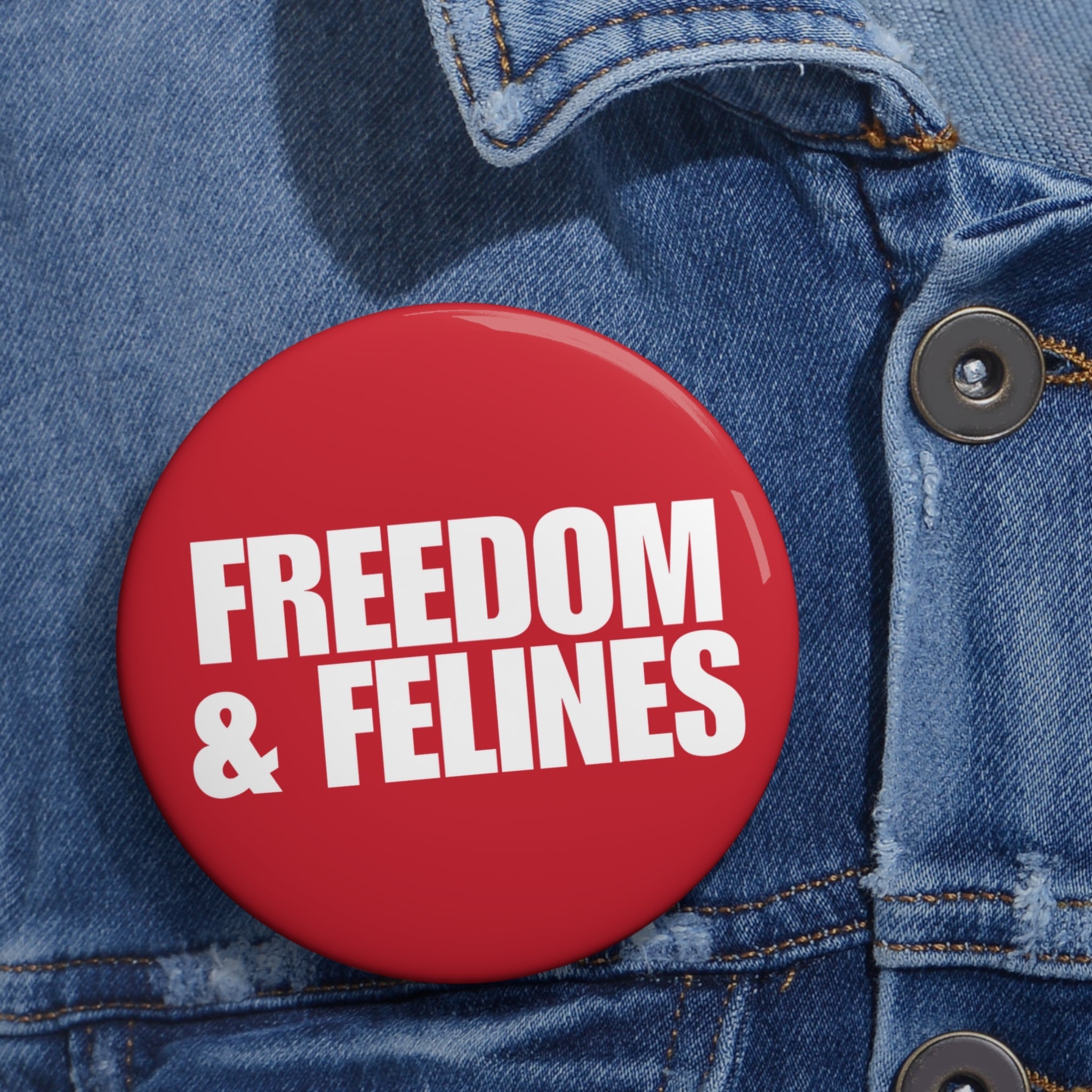 Freedom & Felines Pin Buttons - Fun Cat Lover Accessories - Collectibles, Pinback Buttons - EpiAl's Shop