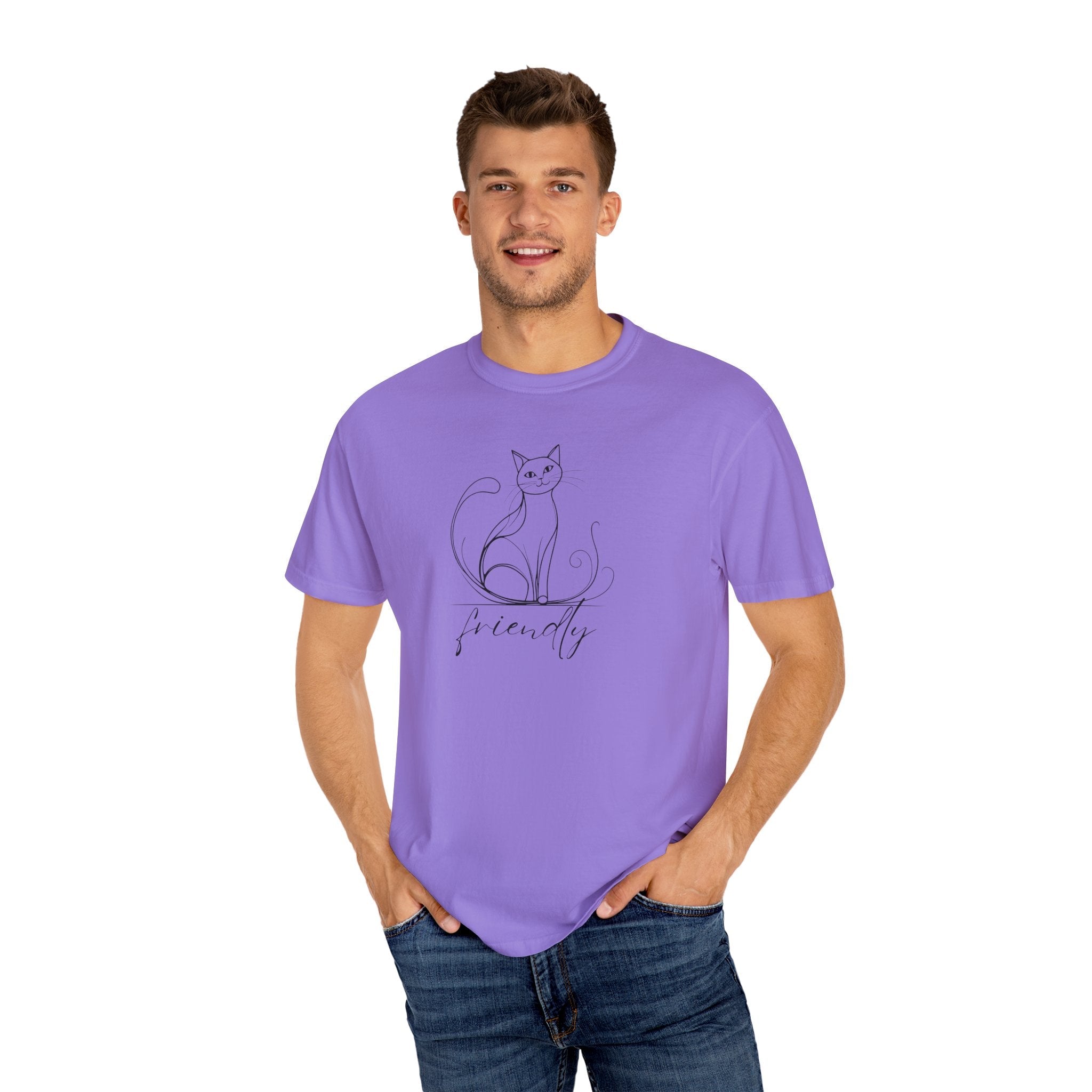Friendly Cat Lover's Unisex Garment - Dyed T-Shirt - Clothing, T-shirts - EpiAl's Shop