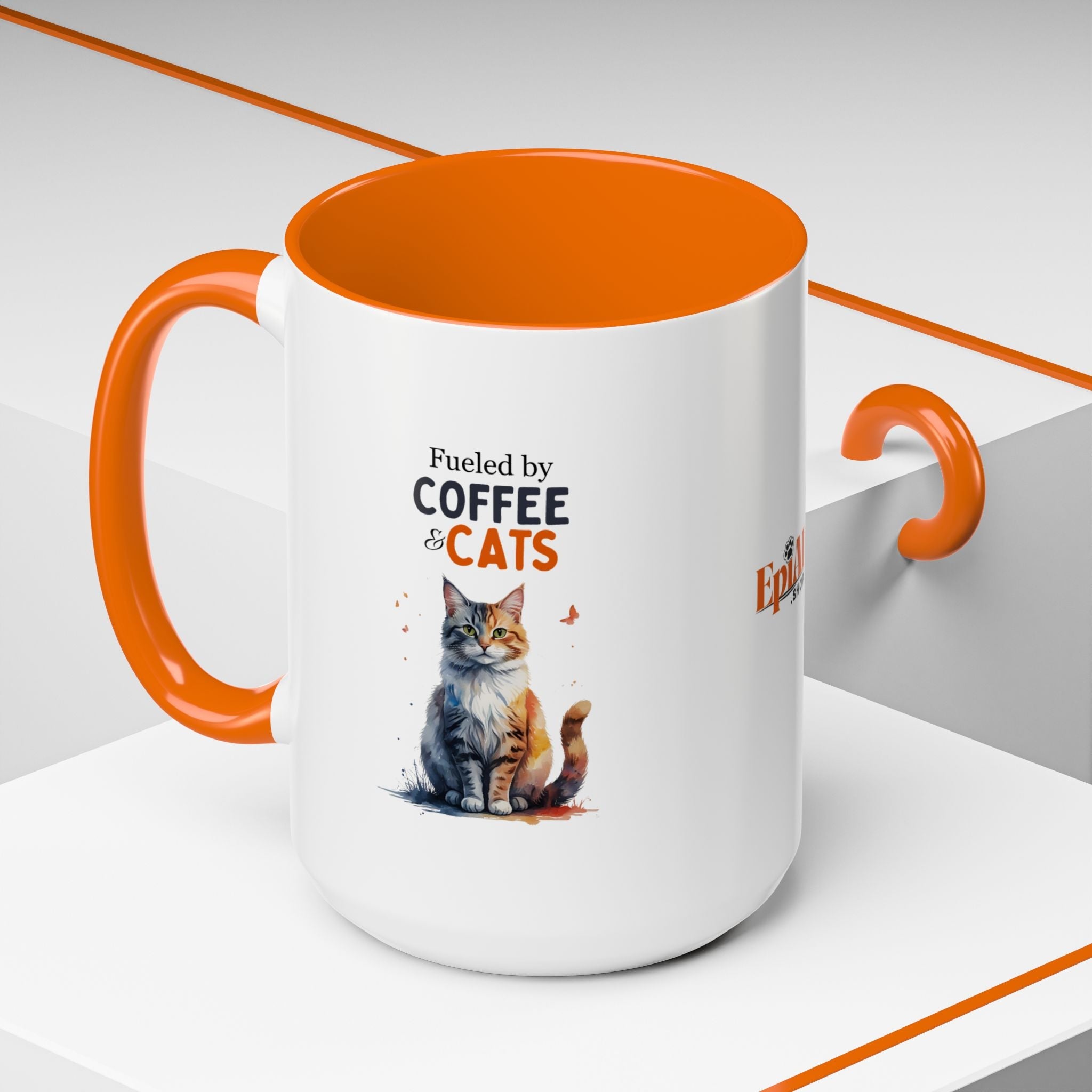 Fueled by Coffee & Cats Accent Mug - Drinkware, Coffee Mugs - EpiAl's Shop
