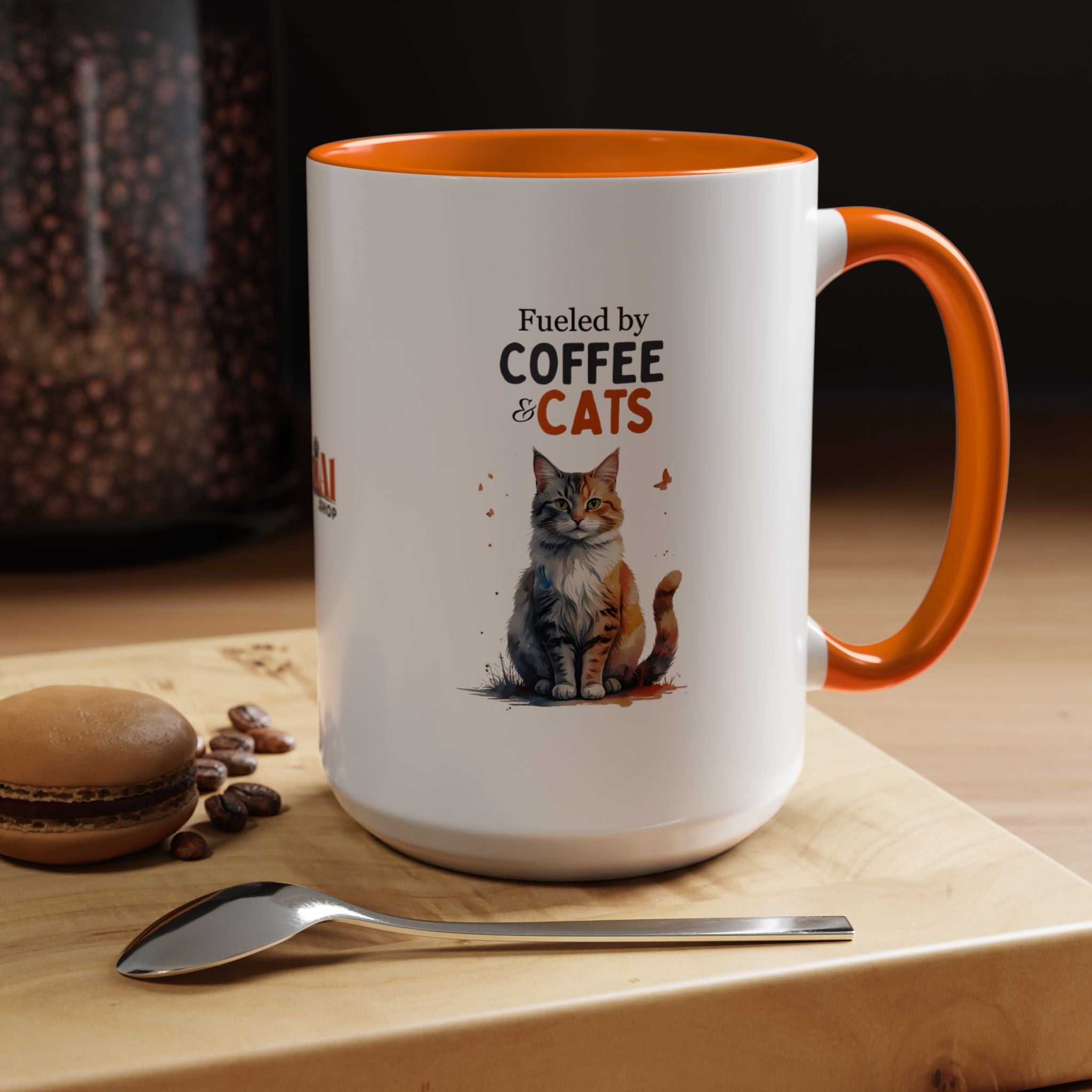 Fueled by Coffee & Cats Accent Mug - Drinkware, Coffee Mugs - EpiAl's Shop