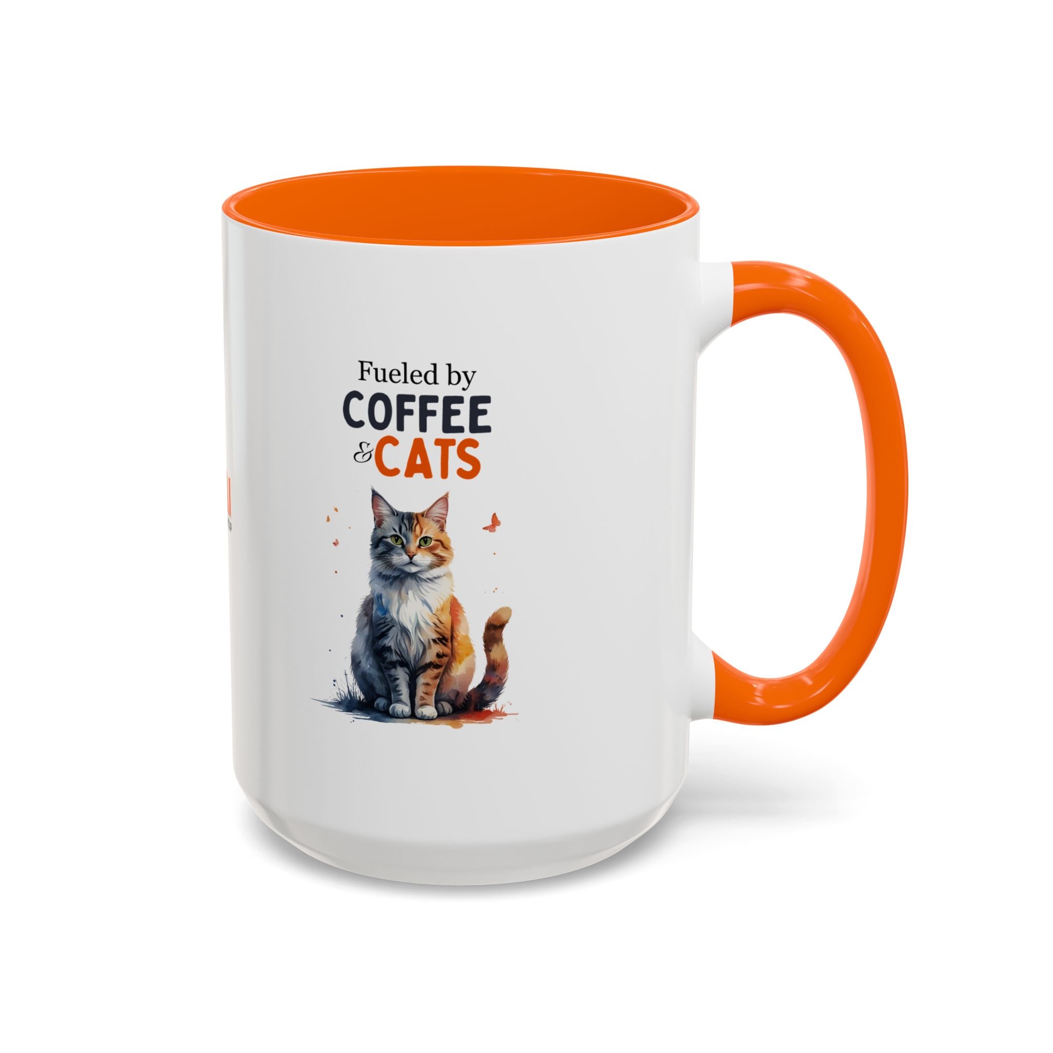 Fueled by Coffee & Cats Accent Mug - Drinkware, Coffee Mugs - EpiAl's Shop