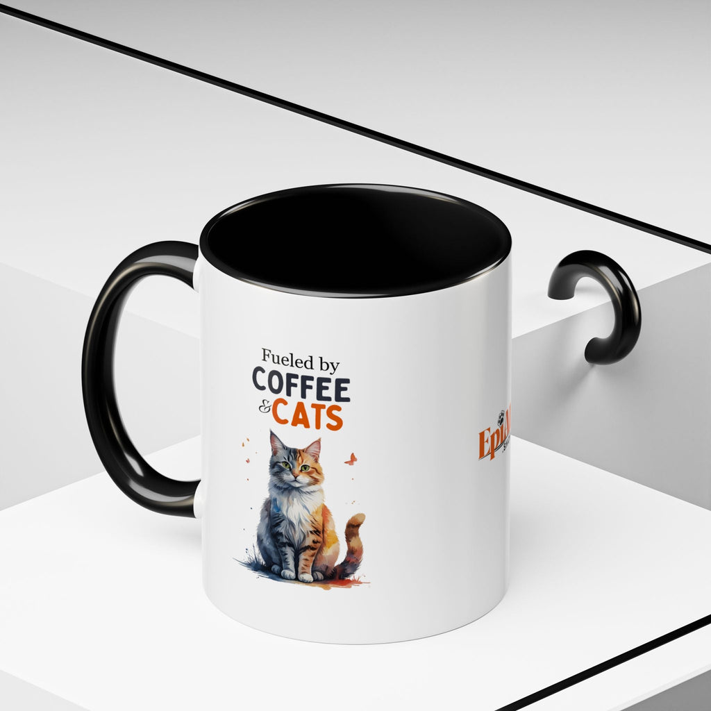 Fueled by Coffee & Cats Accent Mug - Drinkware, Coffee Mugs - EpiAl's Shop