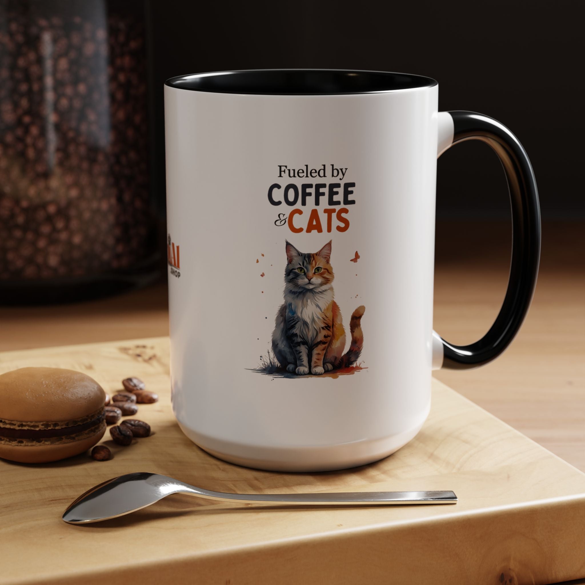Fueled by Coffee & Cats Accent Mug - Drinkware, Coffee Mugs - EpiAl's Shop