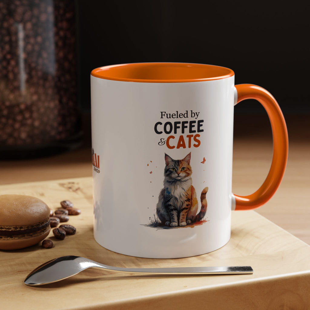 Fueled by Coffee & Cats Accent Mug - Drinkware, Coffee Mugs - EpiAl's Shop