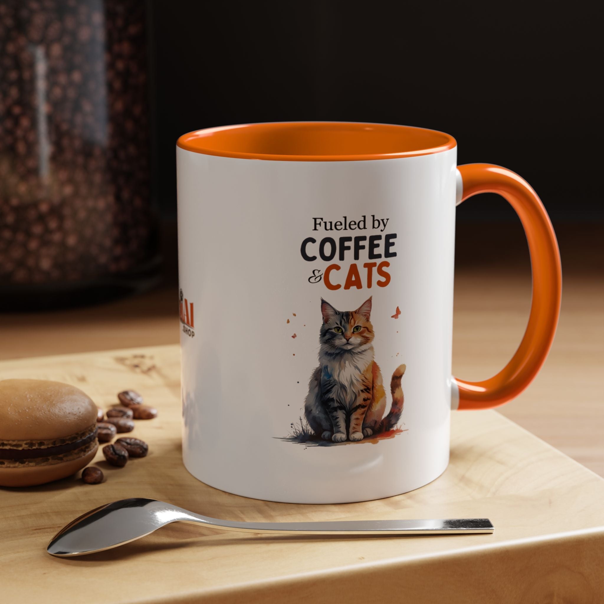 Fueled by Coffee & Cats Accent Mug - Drinkware, Coffee Mugs - EpiAl's Shop