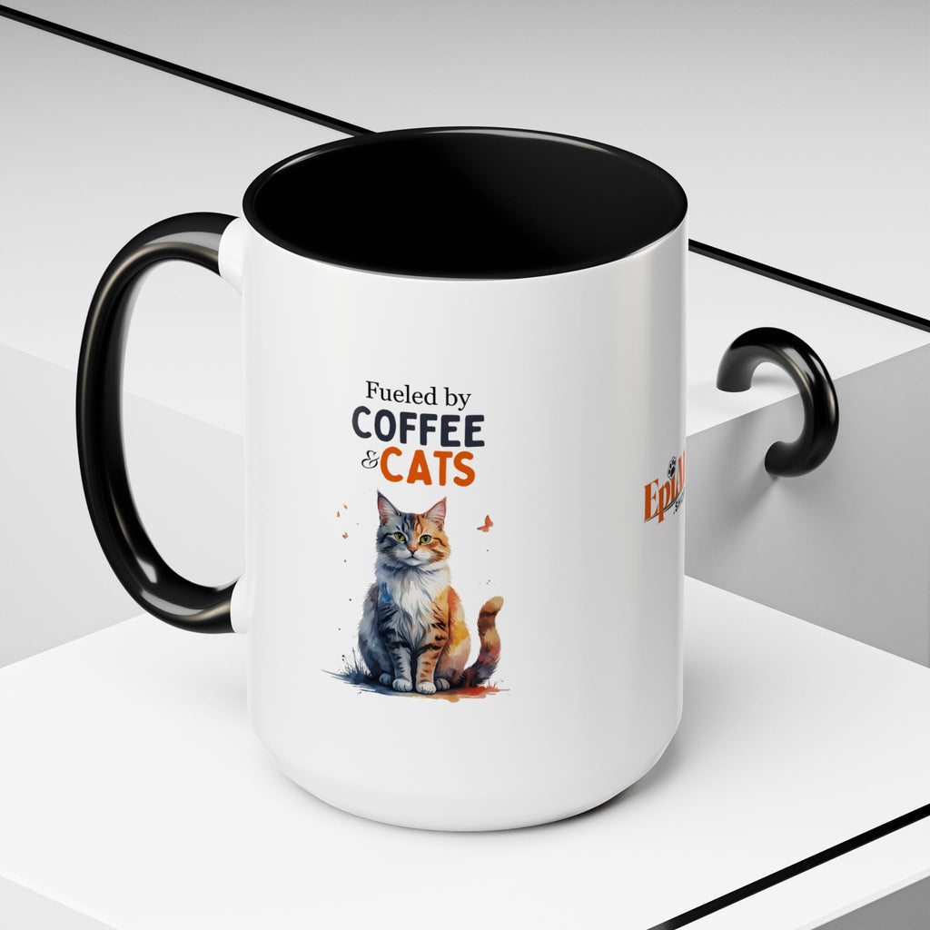 Fueled by Coffee & Cats Accent Mug - Drinkware, Coffee Mugs - EpiAl's Shop