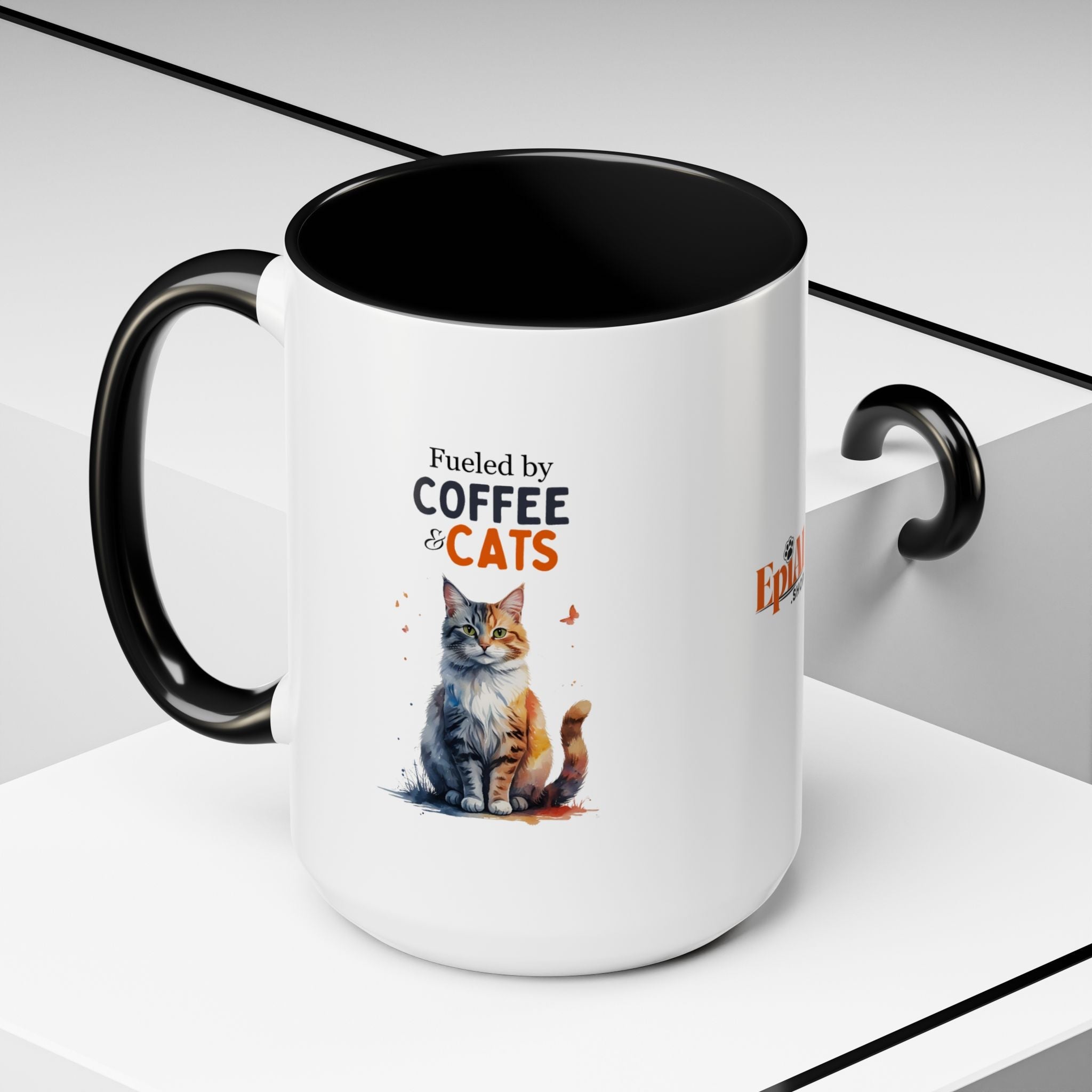 Fueled by Coffee & Cats Accent Mug - Drinkware, Coffee Mugs - EpiAl's Shop