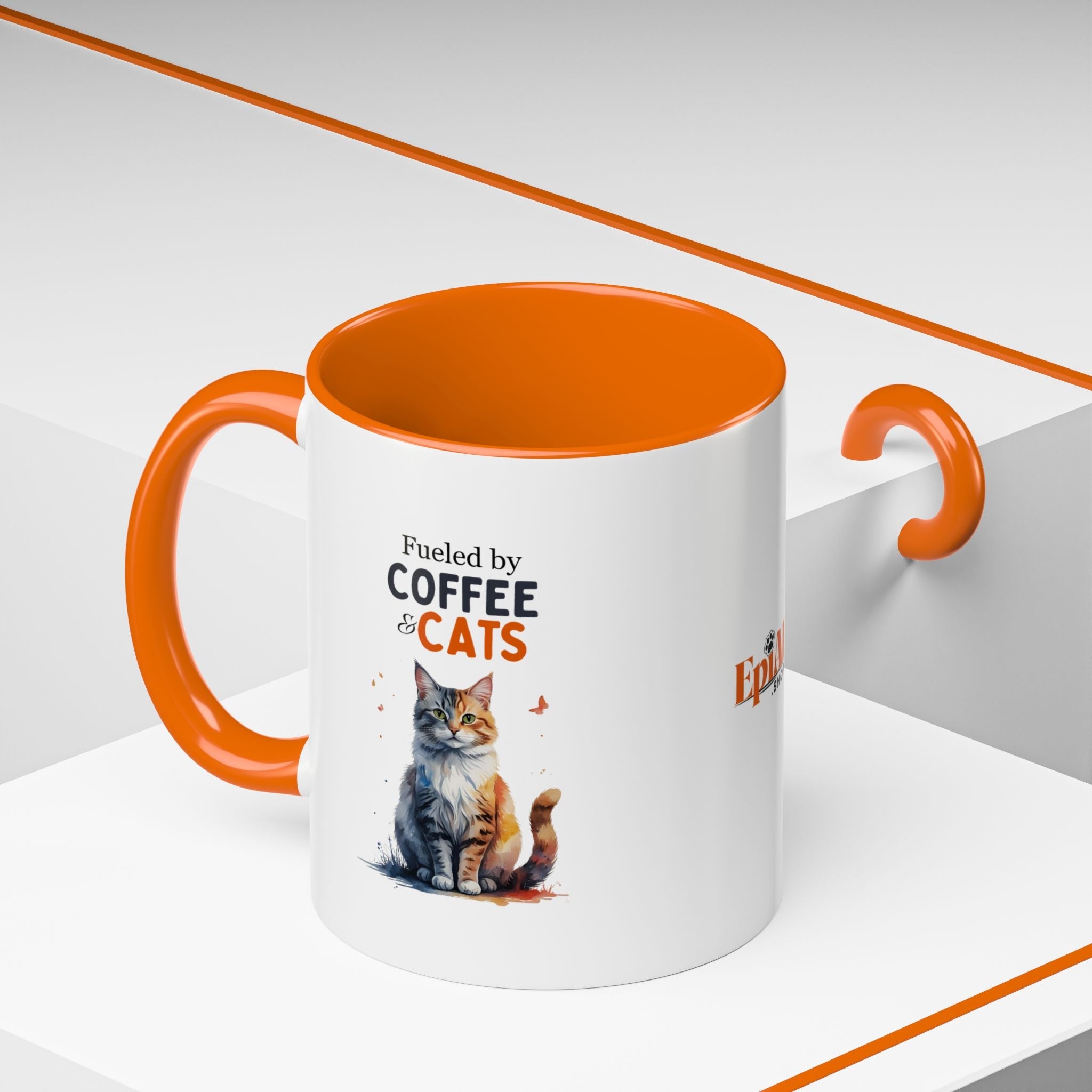 Fueled by Coffee & Cats Accent Mug - Drinkware, Coffee Mugs - EpiAl's Shop