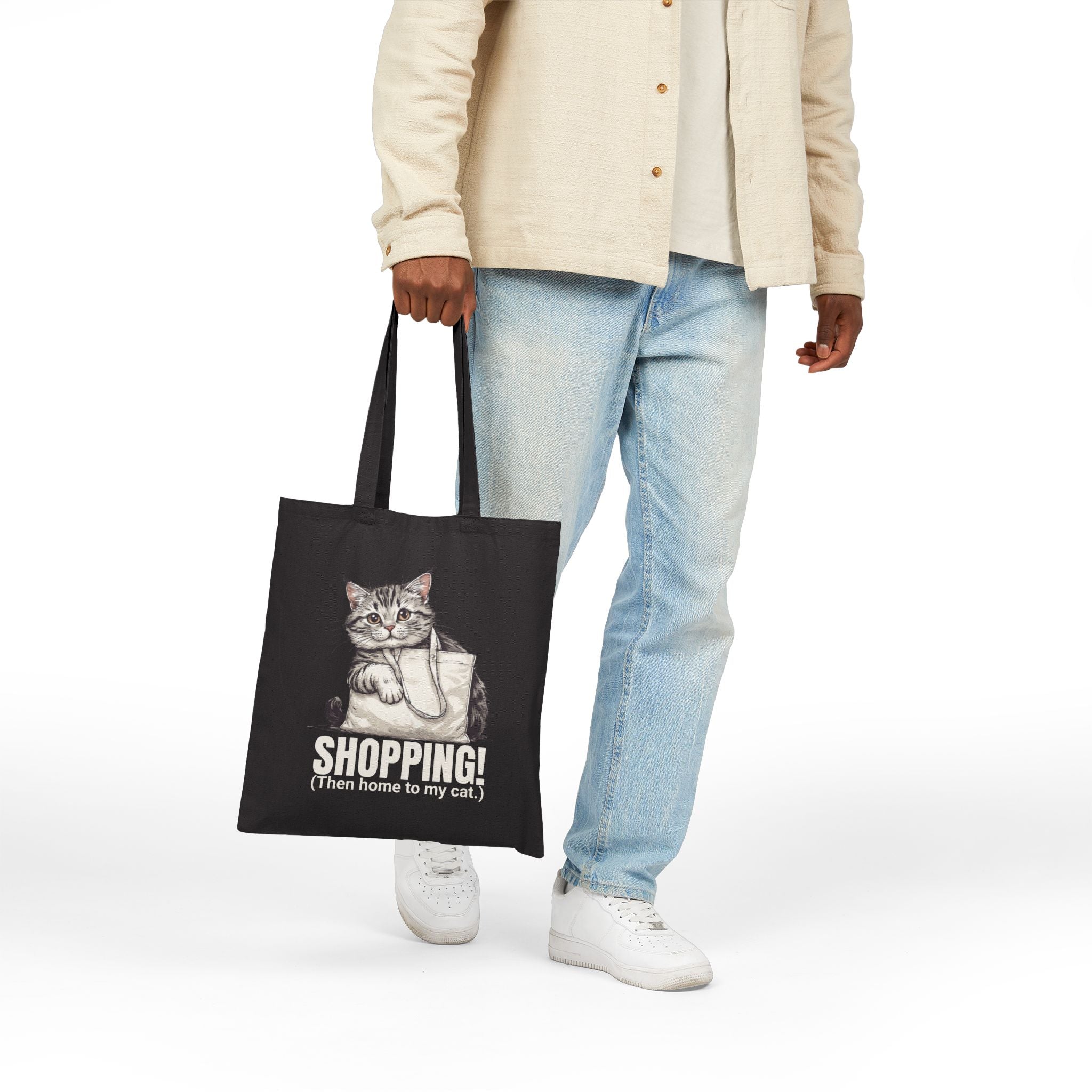 Funny Cat Shopping Tote Bag, Eco - Friendly Canvas - Bags, Tote - EpiAl's Shop