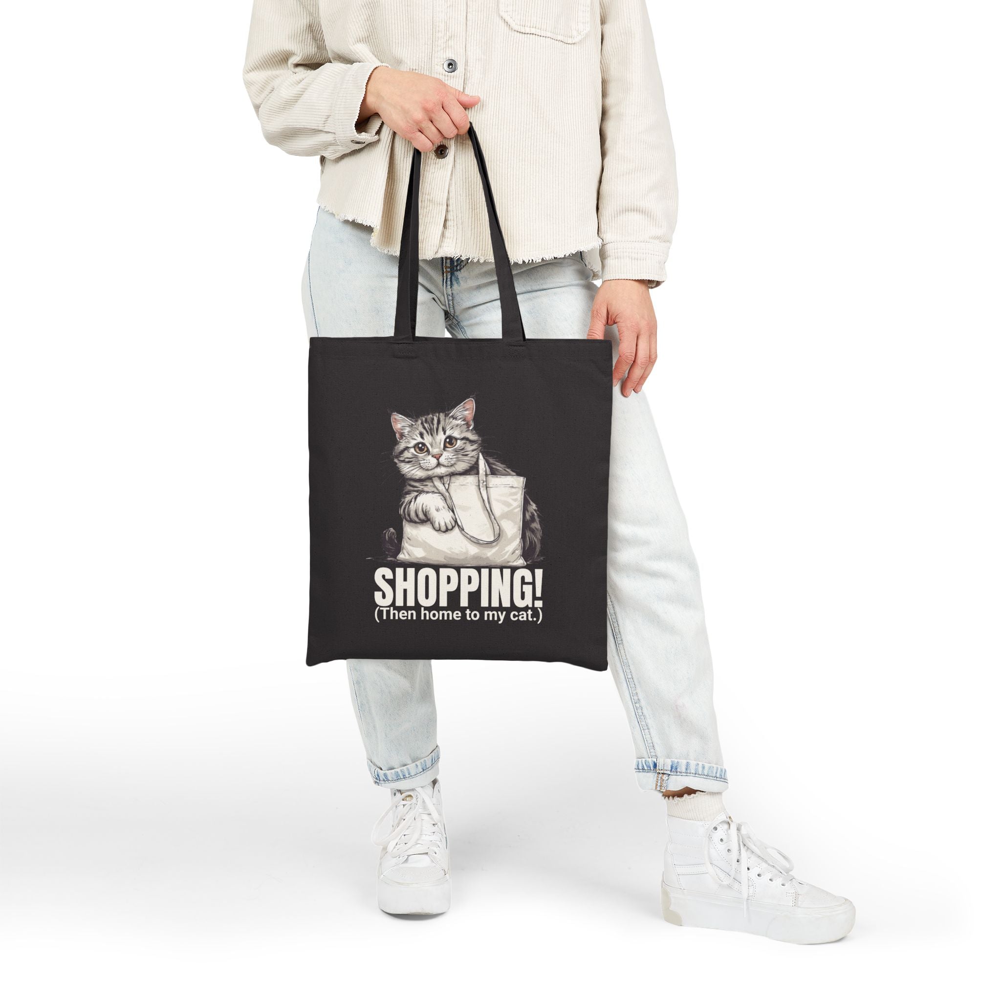 Funny Cat Shopping Tote Bag, Eco - Friendly Canvas - Bags, Tote - EpiAl's Shop