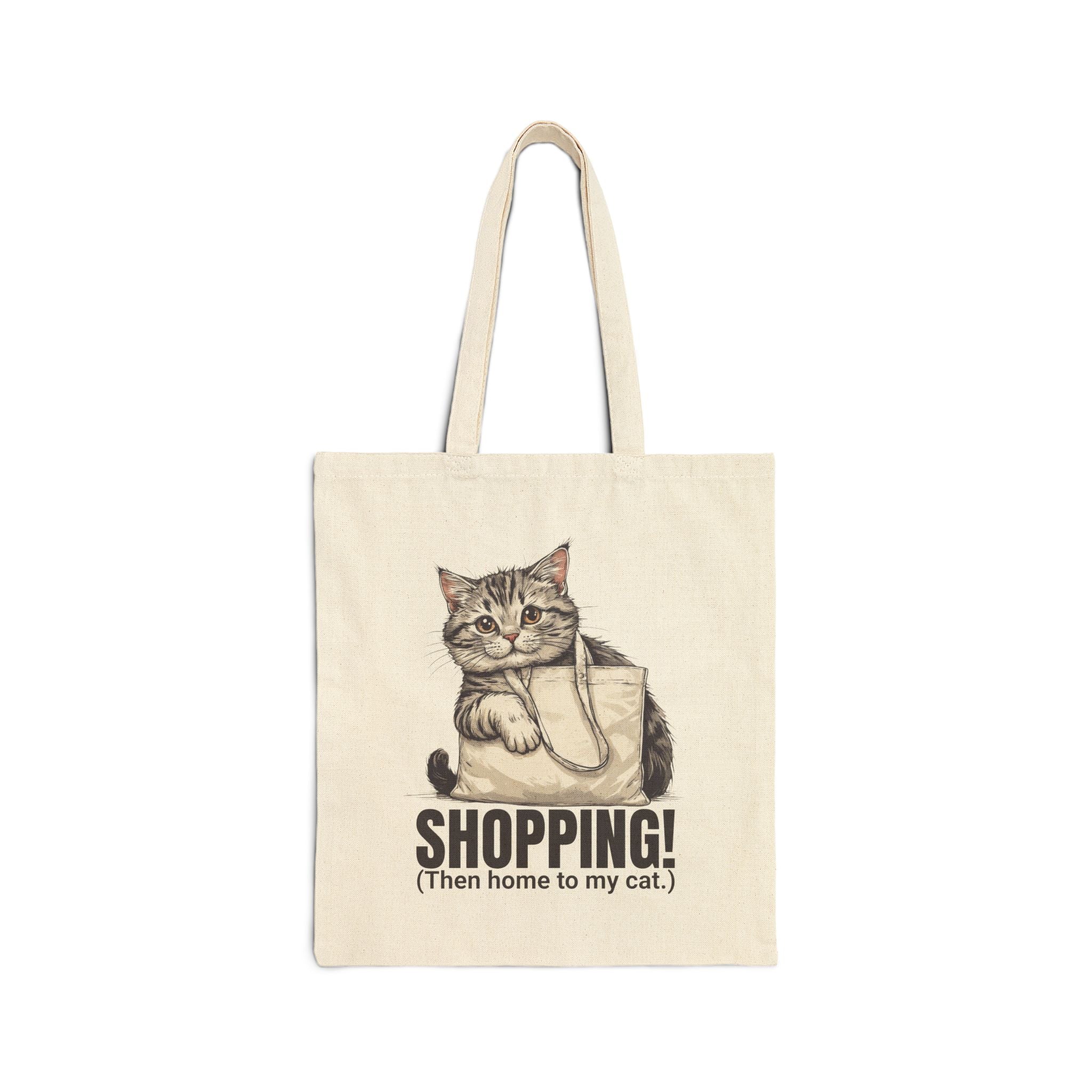 Funny Cat Shopping Tote Bag, Eco - Friendly Canvas - Bags, Tote - EpiAl's Shop
