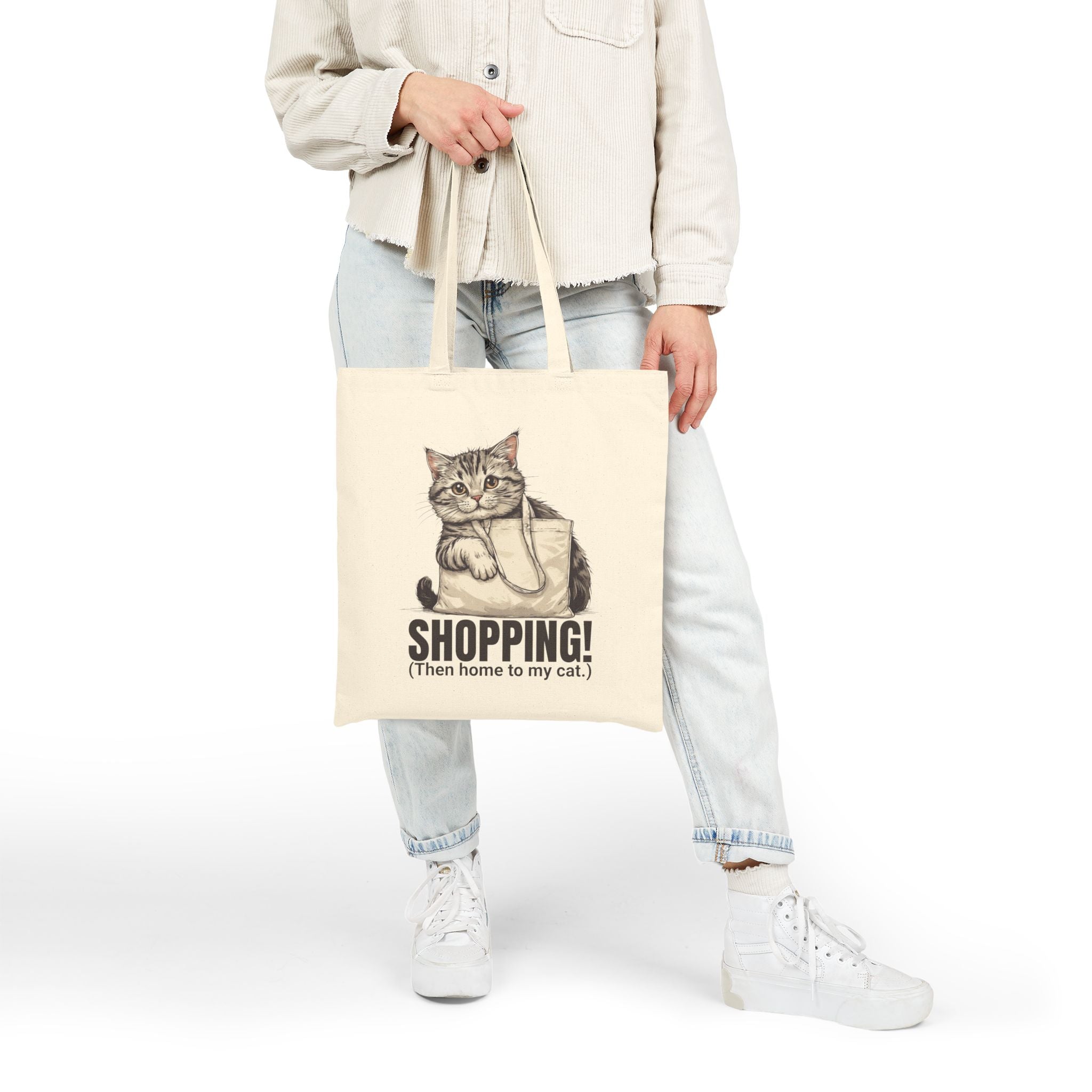 Funny Cat Shopping Tote Bag, Eco - Friendly Canvas - Bags, Tote - EpiAl's Shop