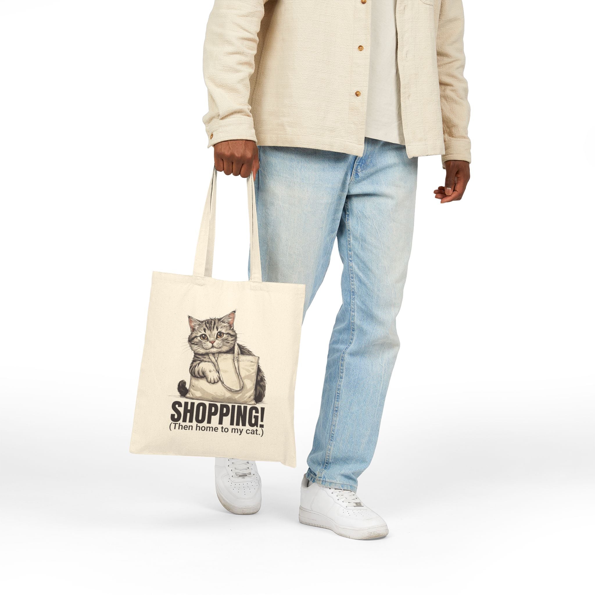 Funny Cat Shopping Tote Bag, Eco - Friendly Canvas - Bags, Tote - EpiAl's Shop