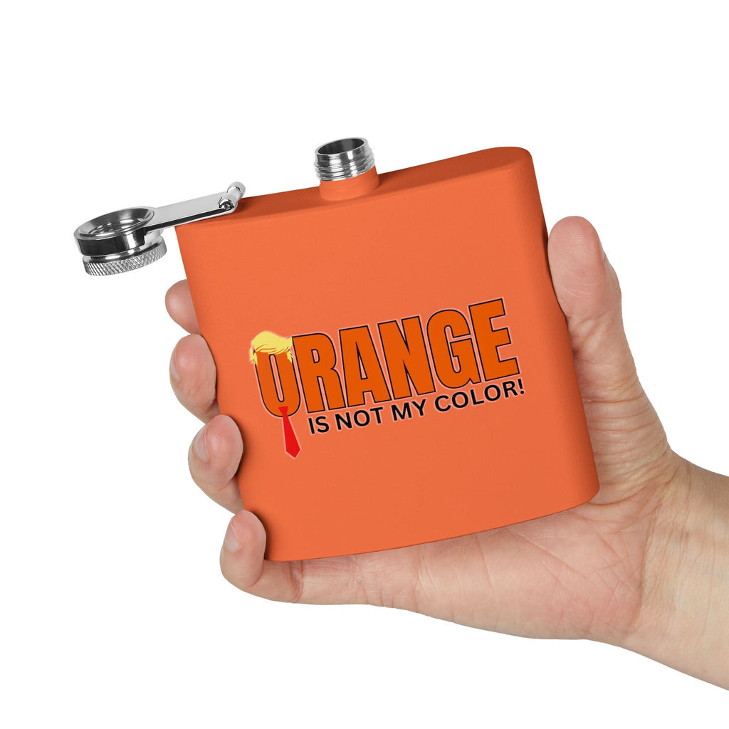 Funny Stainless Steel Flask - "Orange is Not My Color!" - 6oz Gift - Drinkware, Flasks - EpiAl's Shop