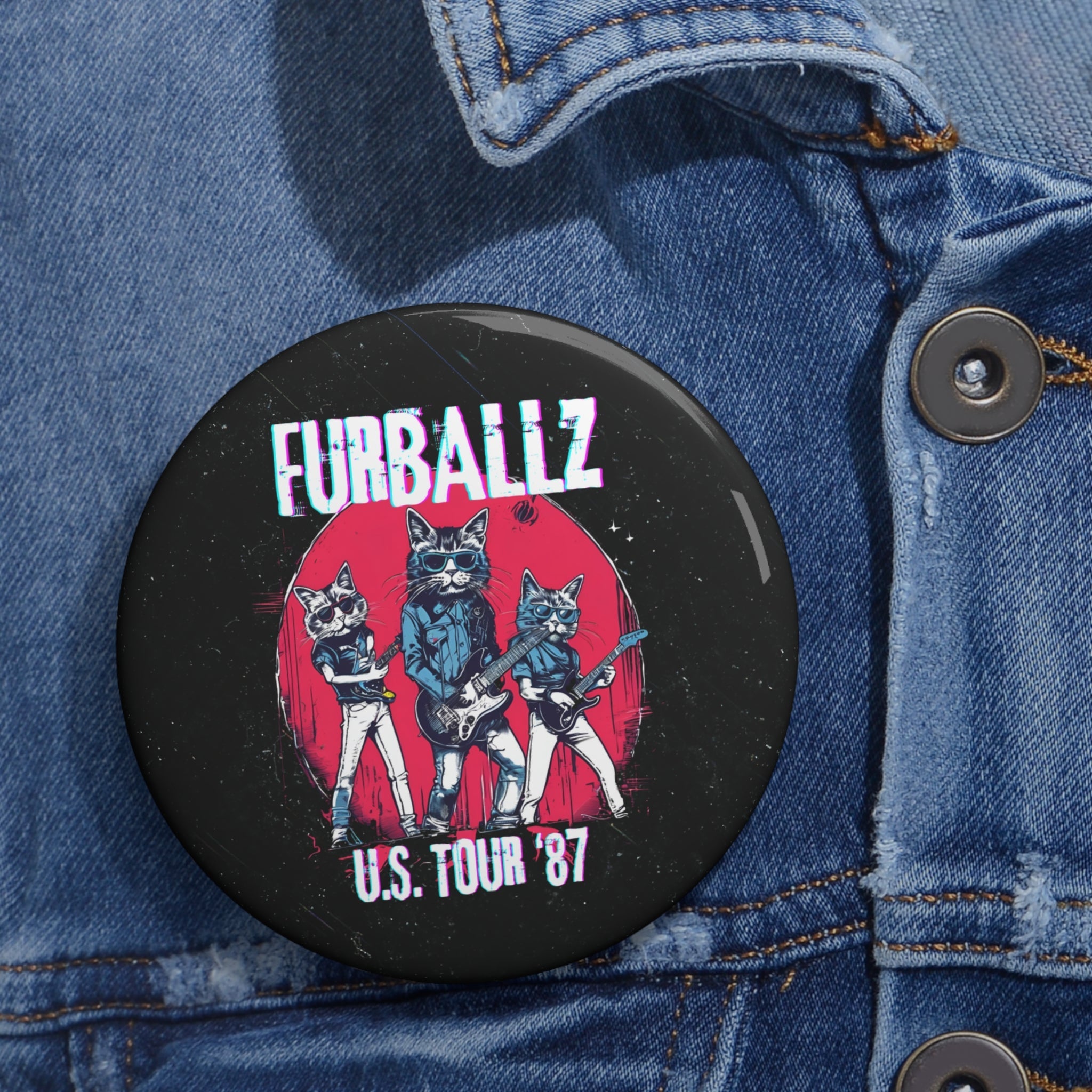 Furballz U.S. Tour '87 Pin Button - Collectibles, Pinback Buttons - EpiAl's Shop