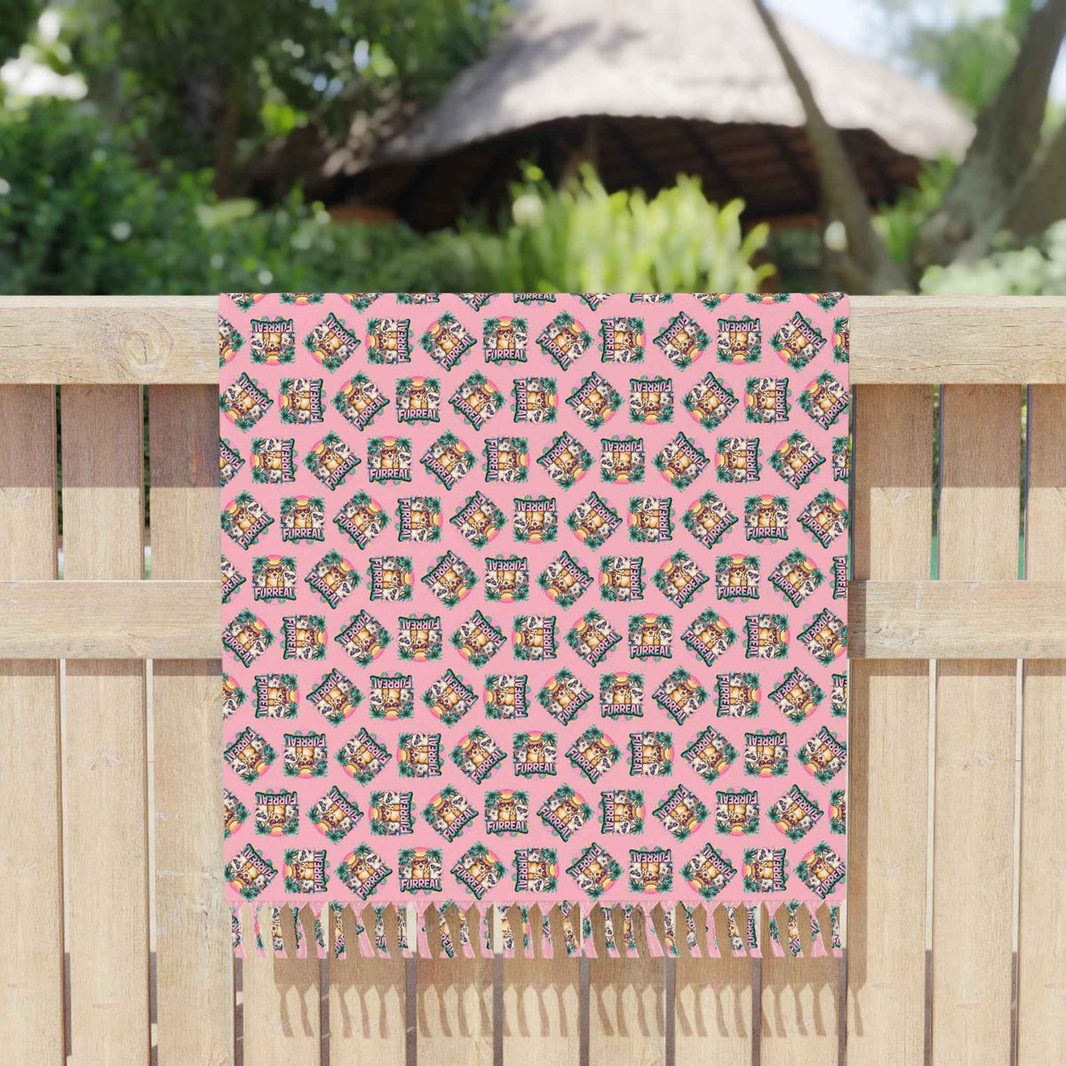Furreal Cat Beach Cloth – Pink Boho Tassel Wrap, Towel - Towels, Beach - EpiAl's Shop