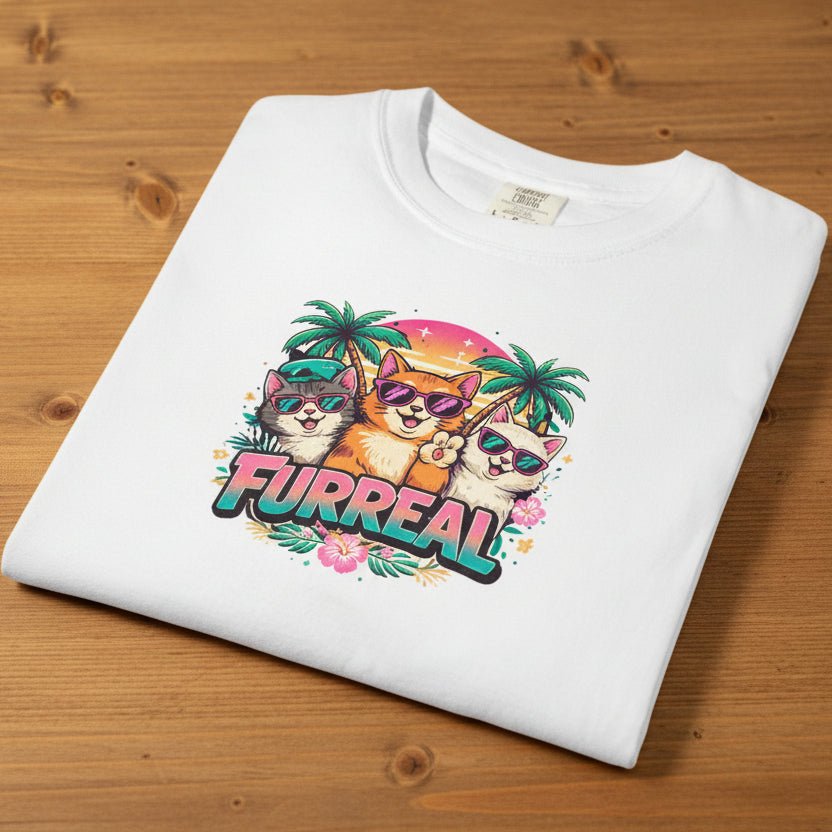 Furreal Cat Sunset Tee | Cool Cats, No Explanation Unisex T-Shirt - Clothing, Unisex, T-Shirts - EpiAl's Shop