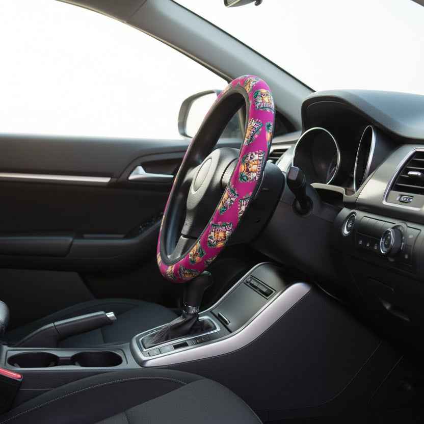 Furreal Retro Cat Steering Wheel Cover | Bold Pink Tropical Drive Upgrade - Vehicle Steering Wheel Covers - EpiAl's Shop