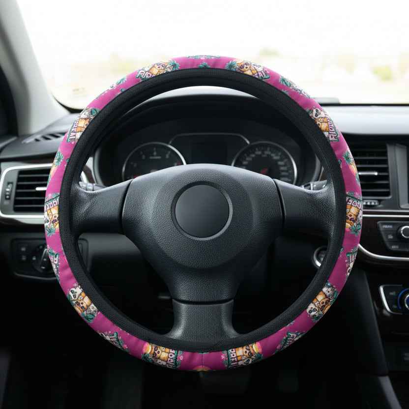 Furreal Retro Cat Steering Wheel Cover | Bold Pink Tropical Drive Upgrade - Vehicle Steering Wheel Covers - EpiAl's Shop