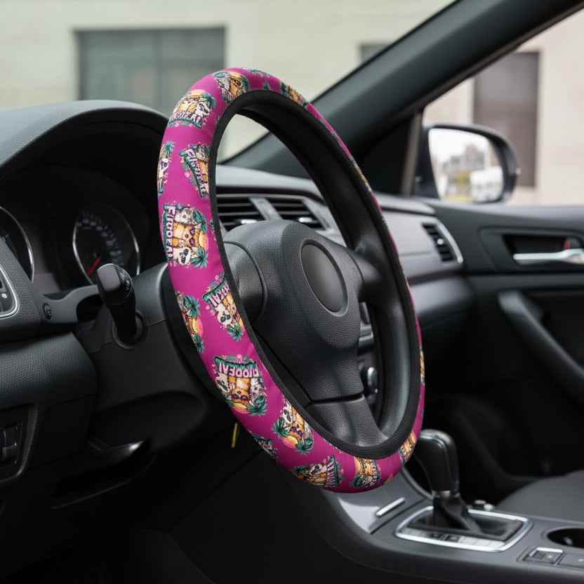 Furreal Retro Cat Steering Wheel Cover | Bold Pink Tropical Drive Upgrade - Vehicle Steering Wheel Covers - EpiAl's Shop