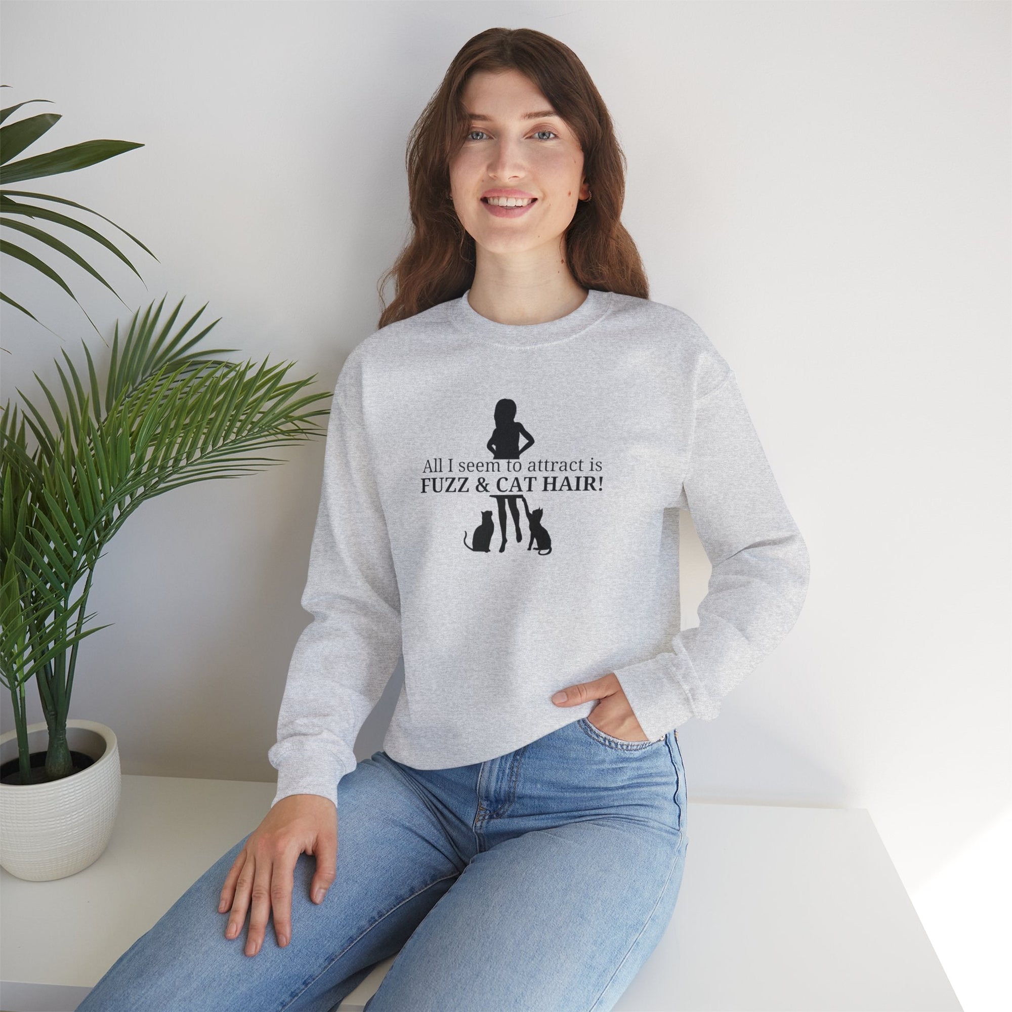 Fuzz & Cat Hair Unisex Heavy Blend™ Crewneck Sweatshirt - Sweatshirt - EpiAl's Shop