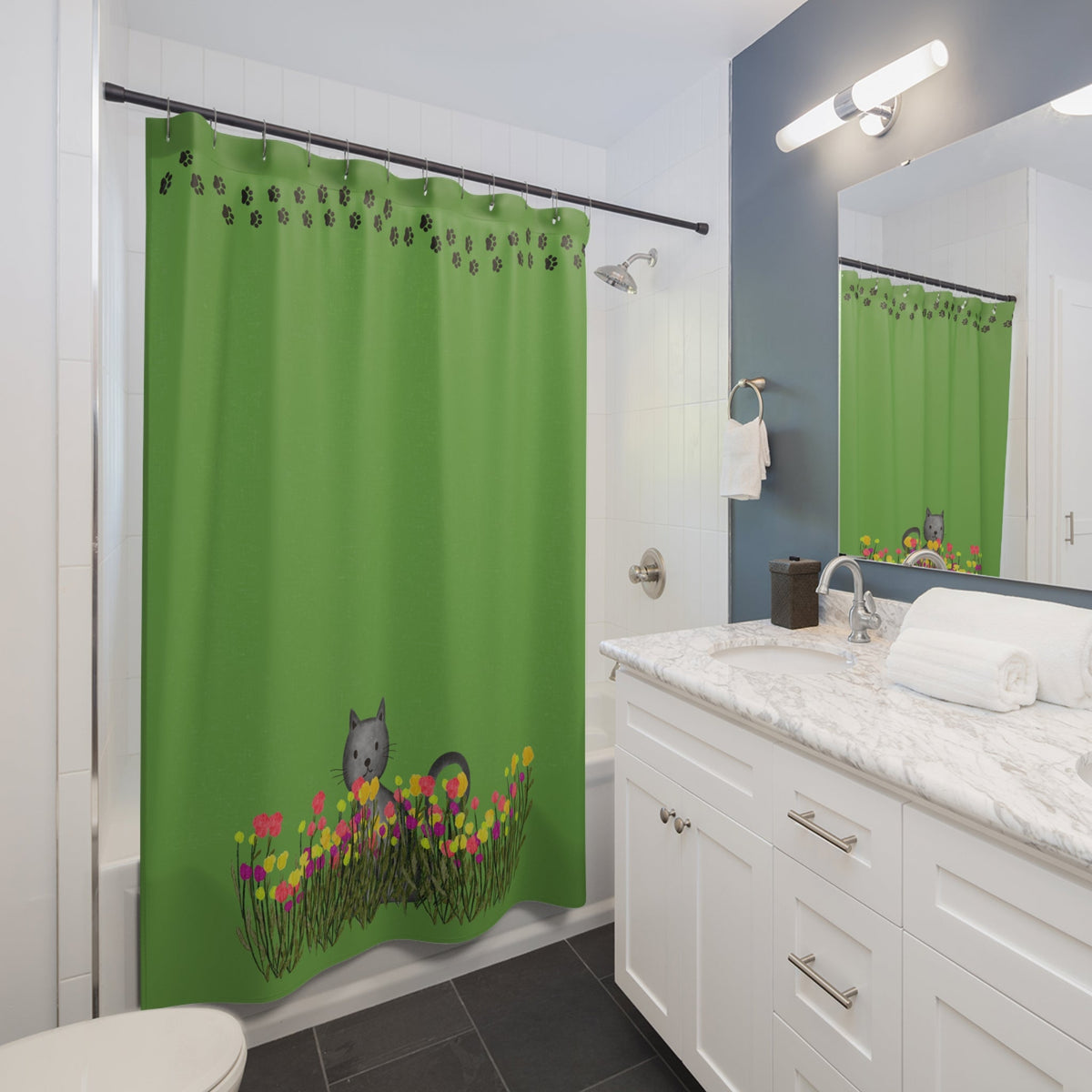 Garden Watch Cat Shower Curtain - Decor, Curtains, Shower - EpiAl's Shop