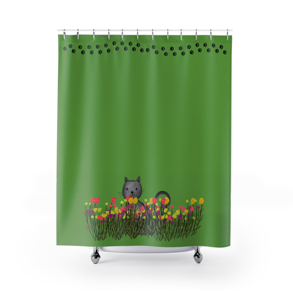 Garden Watch Cat Shower Curtain - Decor, Curtains, Shower - EpiAl's Shop