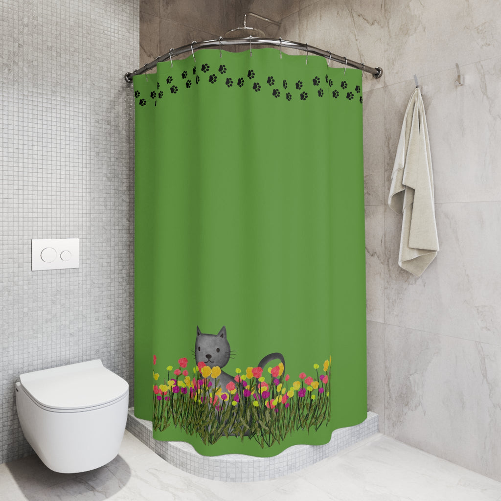Garden Watch Cat Shower Curtain - Decor, Curtains, Shower - EpiAl's Shop