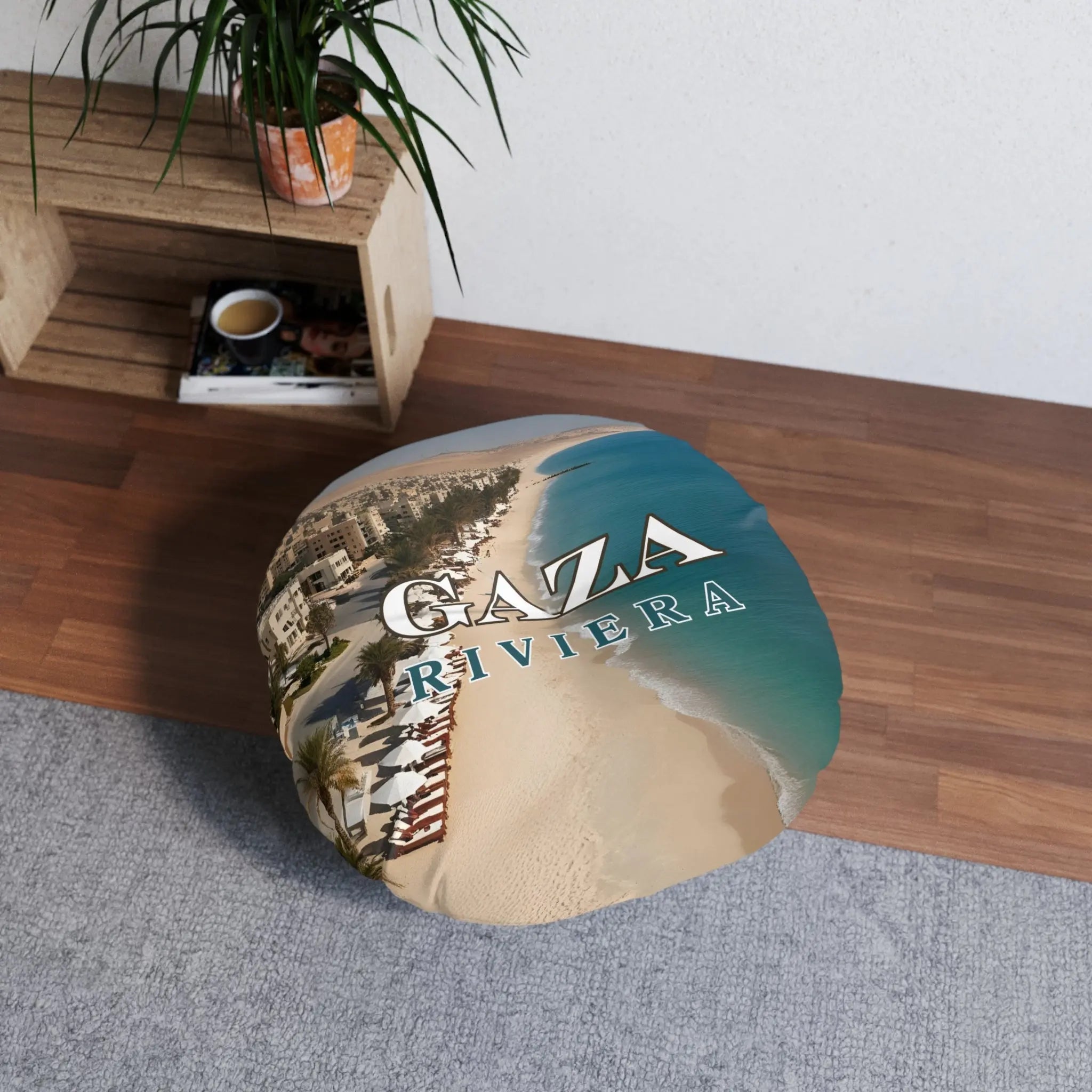 Gaza Riviera Tufted Floor Pillow - Coastal Round Decor - Decor, Home, Pillows - EpiAl's Shop