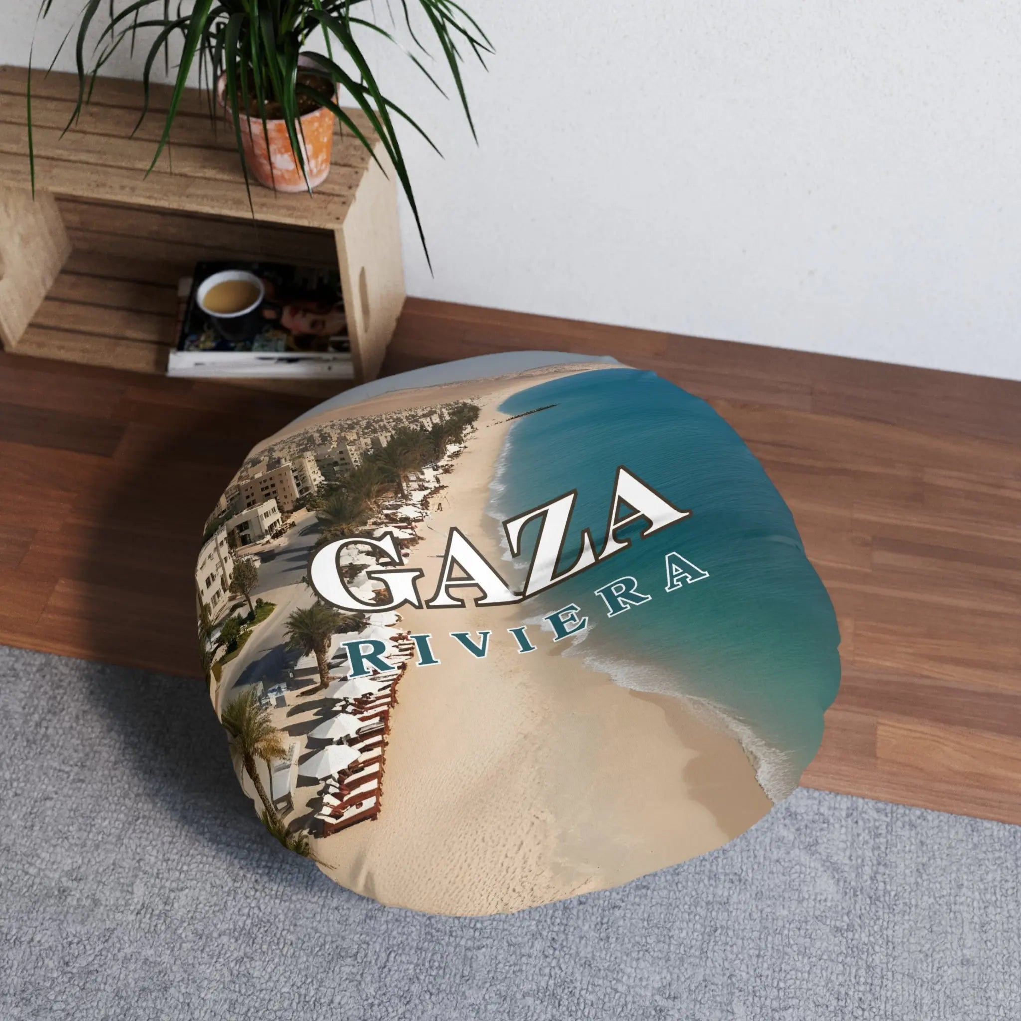 Gaza Riviera Tufted Floor Pillow - Coastal Round Decor - Decor, Home, Pillows - EpiAl's Shop
