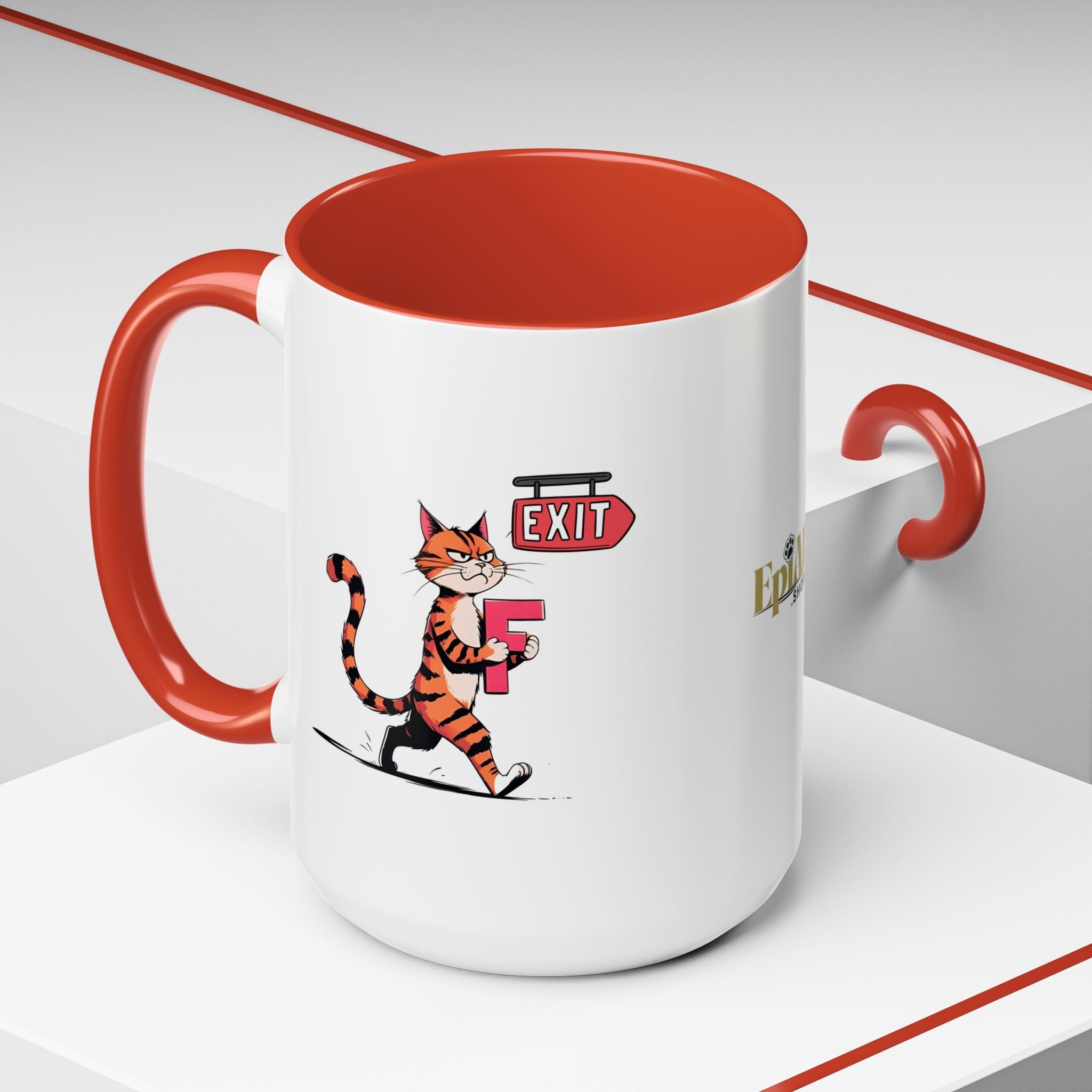 Getting the F Outta Here Cat Coffee Mug - Drinkware, Coffee Mugs - EpiAl's Shop