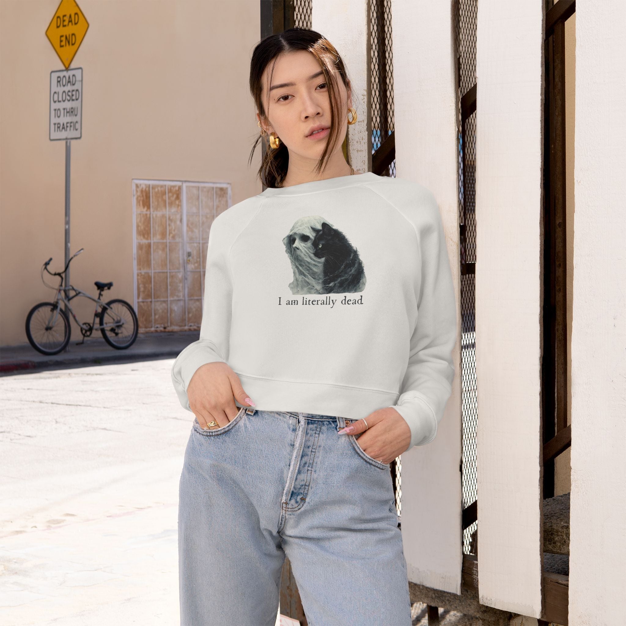 Ghost and Cat Women's Cropped Fleece Pullover - Clothing, Sweatshirts, Crop - EpiAl's Shop