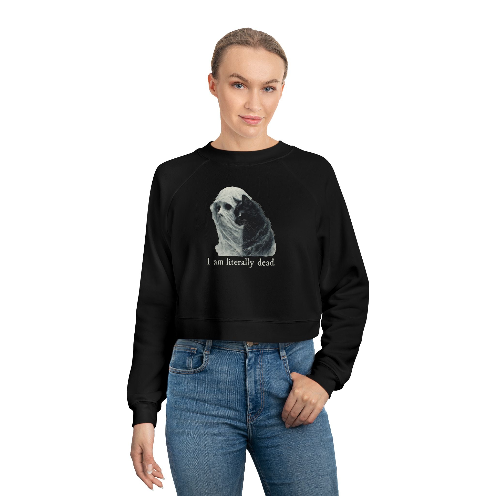 Ghost and Cat Women's Cropped Fleece Pullover - Clothing, Sweatshirts, Crop - EpiAl's Shop